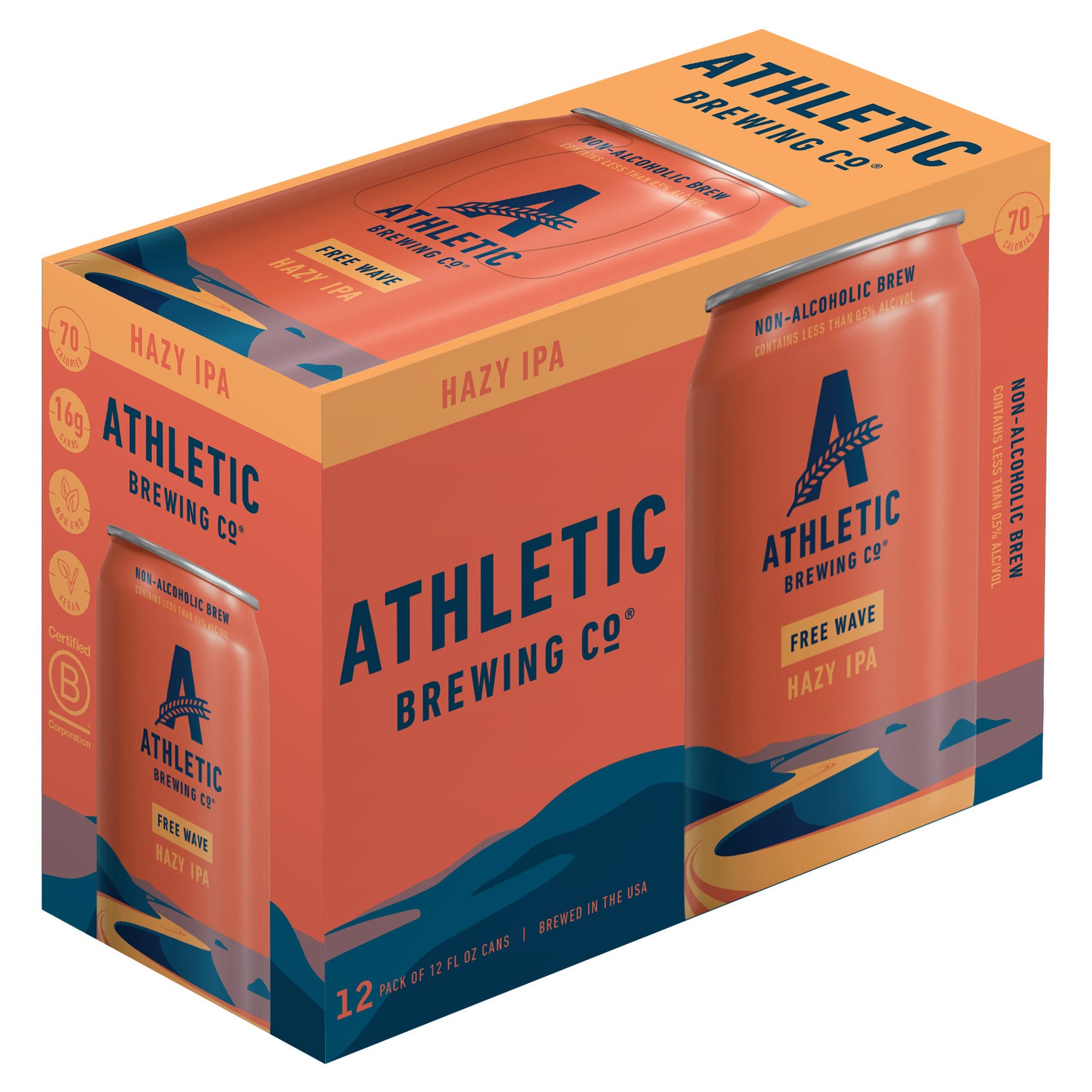 ATHLETIC BREWING CO. FREE WAVE HAZY IPA NON-ALCOHOLIC 12/12OZ - Image 1