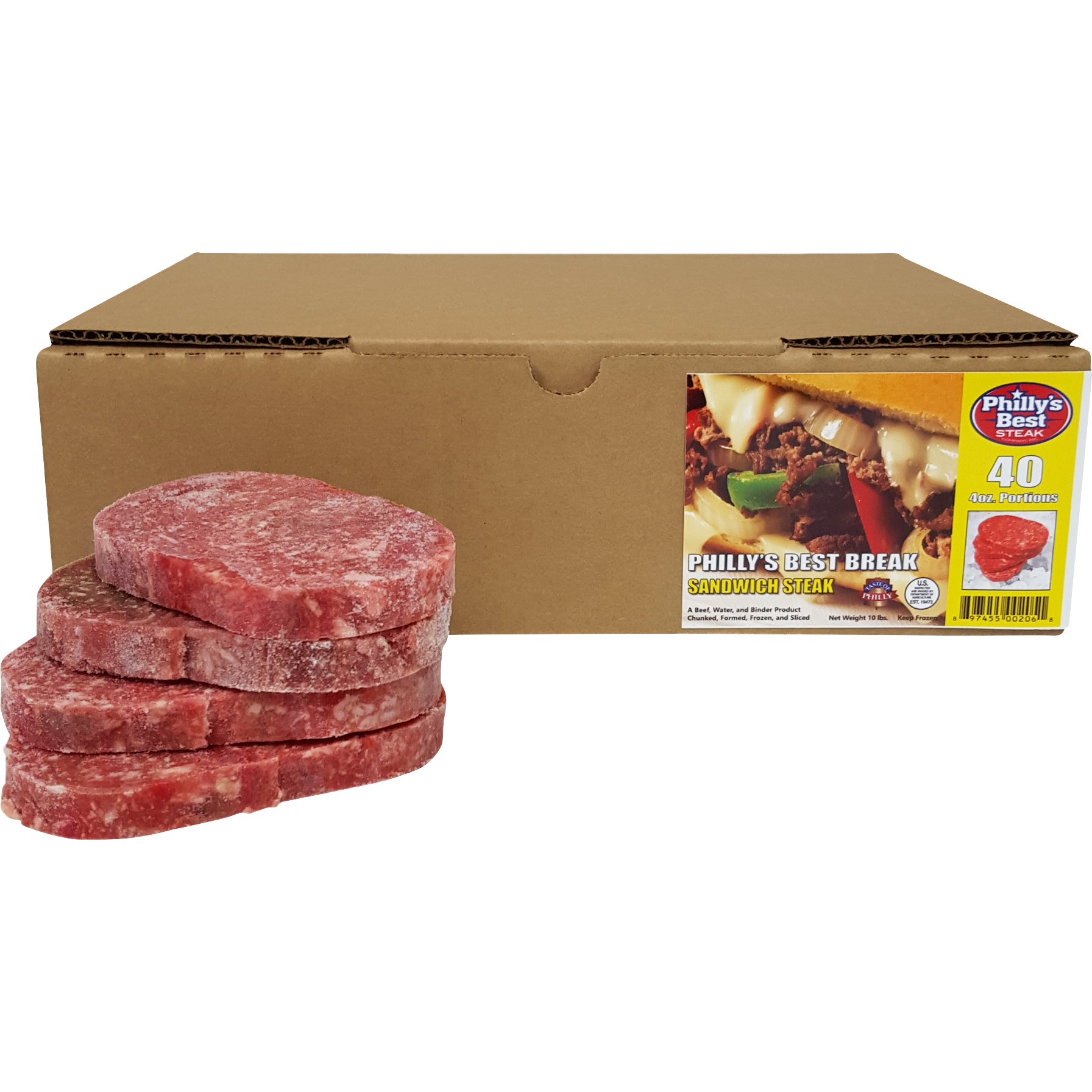 PHILLY'S BEST STEAK CO BEEF BREAKAWAY PUCK 40/4 OZ (10 LBS) - Image 1
