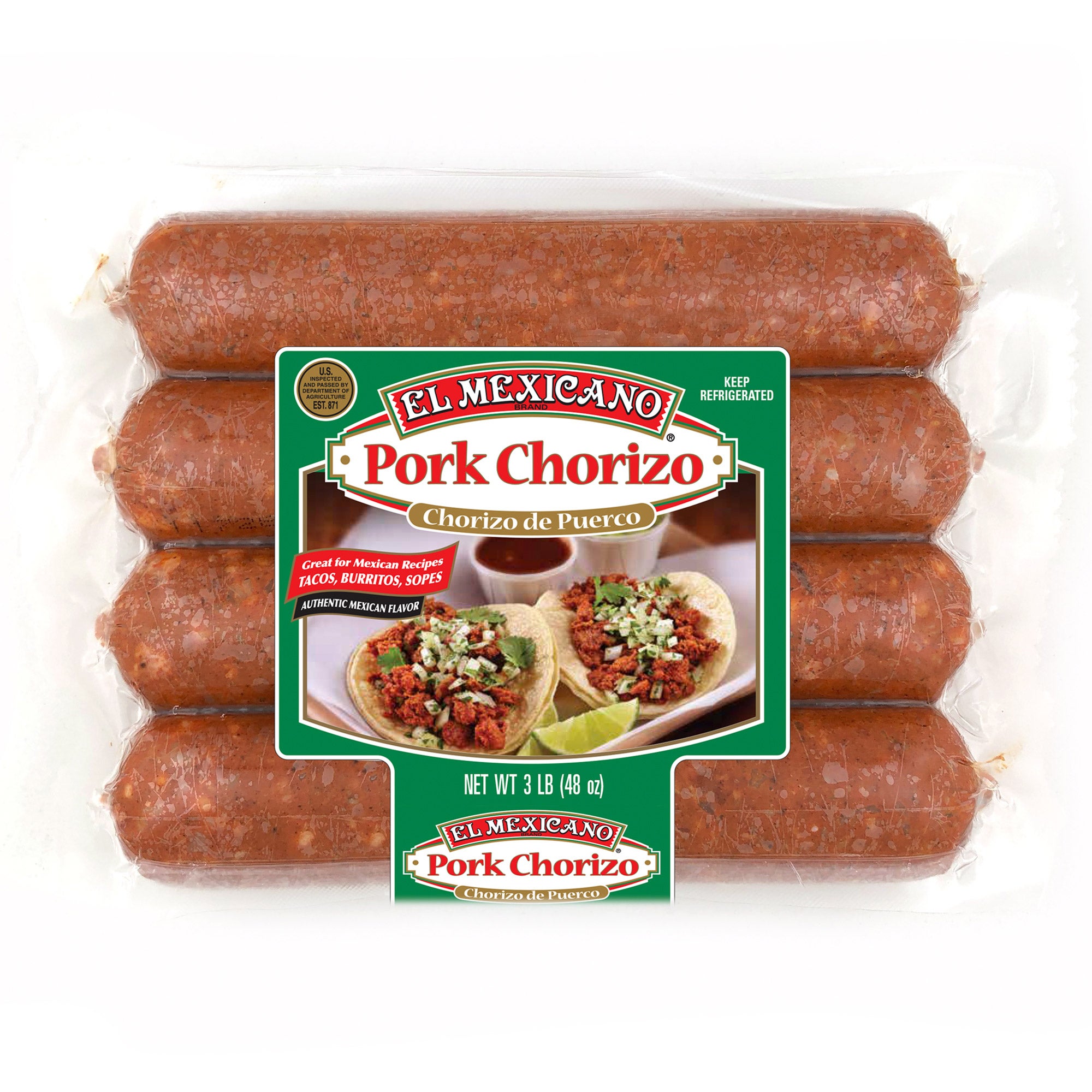 EL MEXICANO PORK CHORIZO 3 POUNDS
