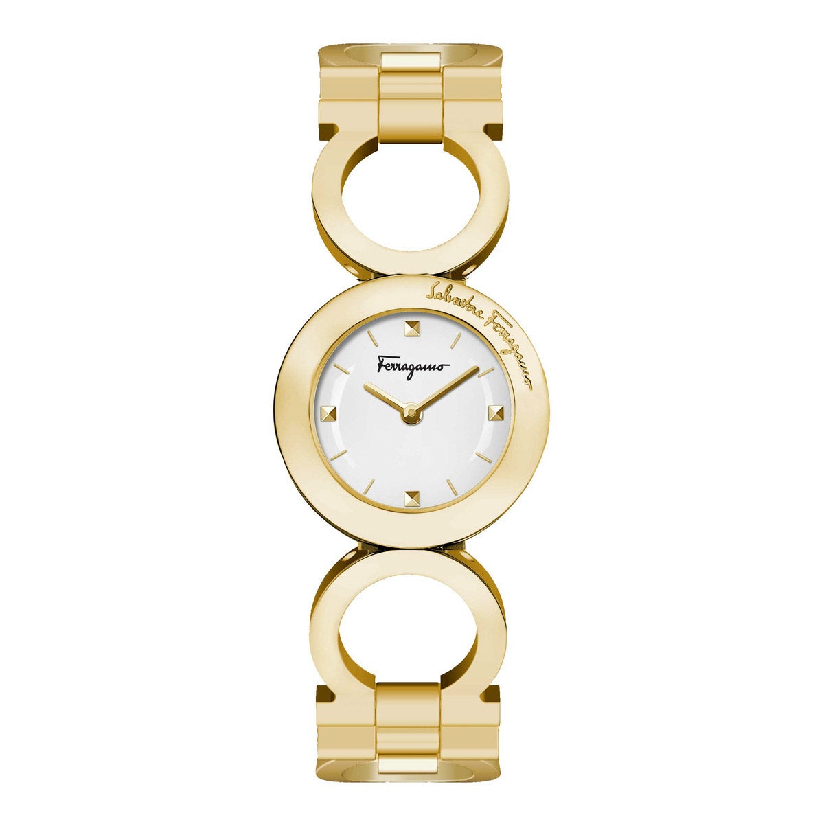 FERRAGAMO GOLD-TONE STAINLESS STEEL QUARTZ LADIES WATCH