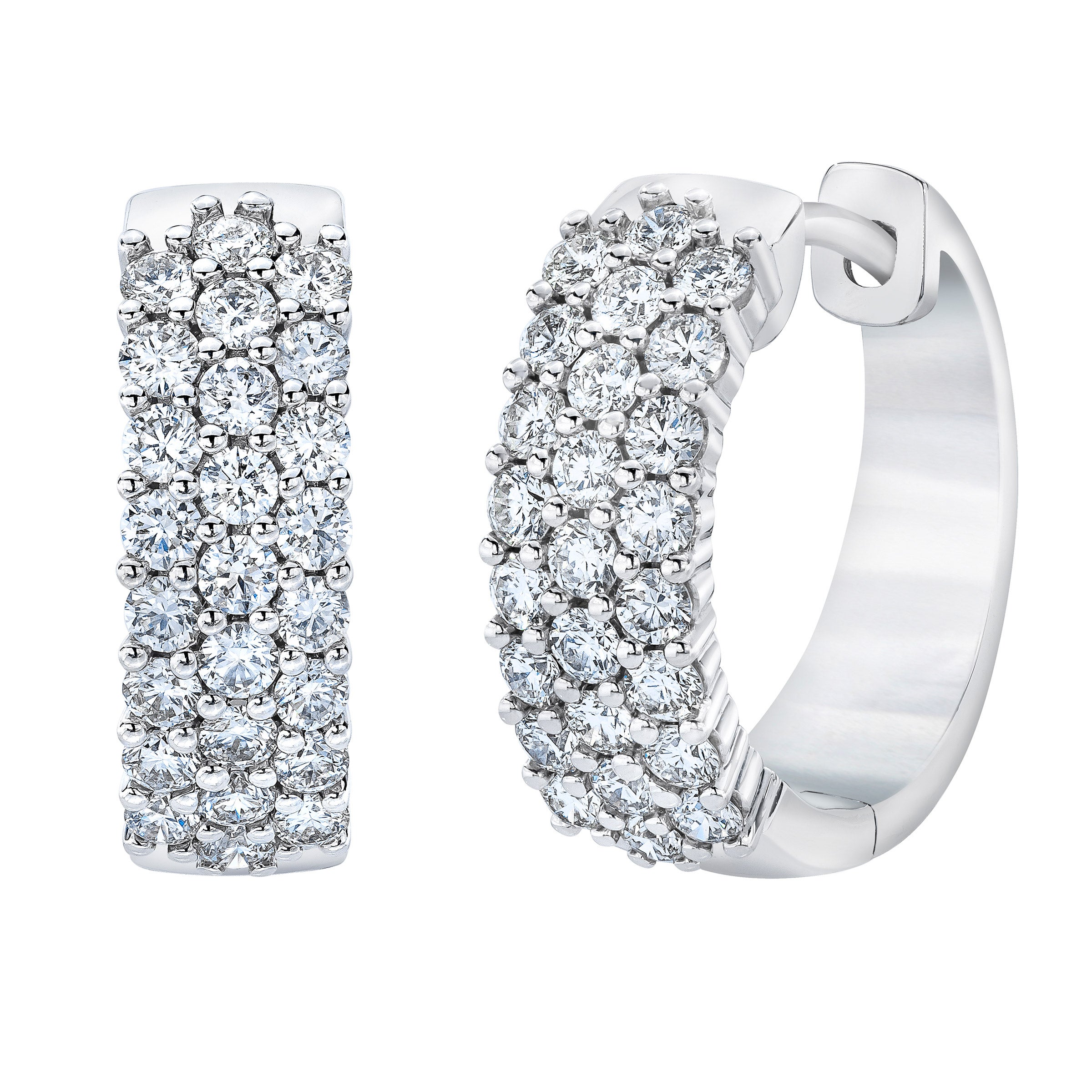 14K WHITE GOLD VS2 I 1.00CTW ROUND DIAMOND HOOP EARRINGS - Image 1