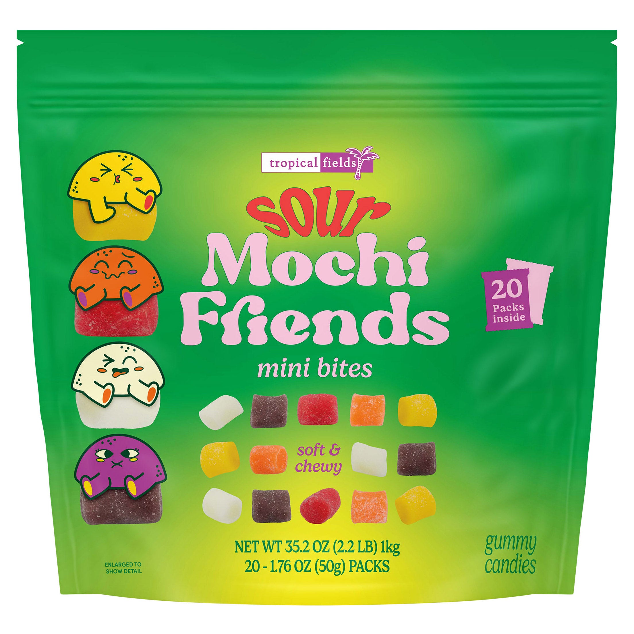 TROPICAL FIELDS SOUR MOCHI BITES 20/1.76OZ (2.2LBS)