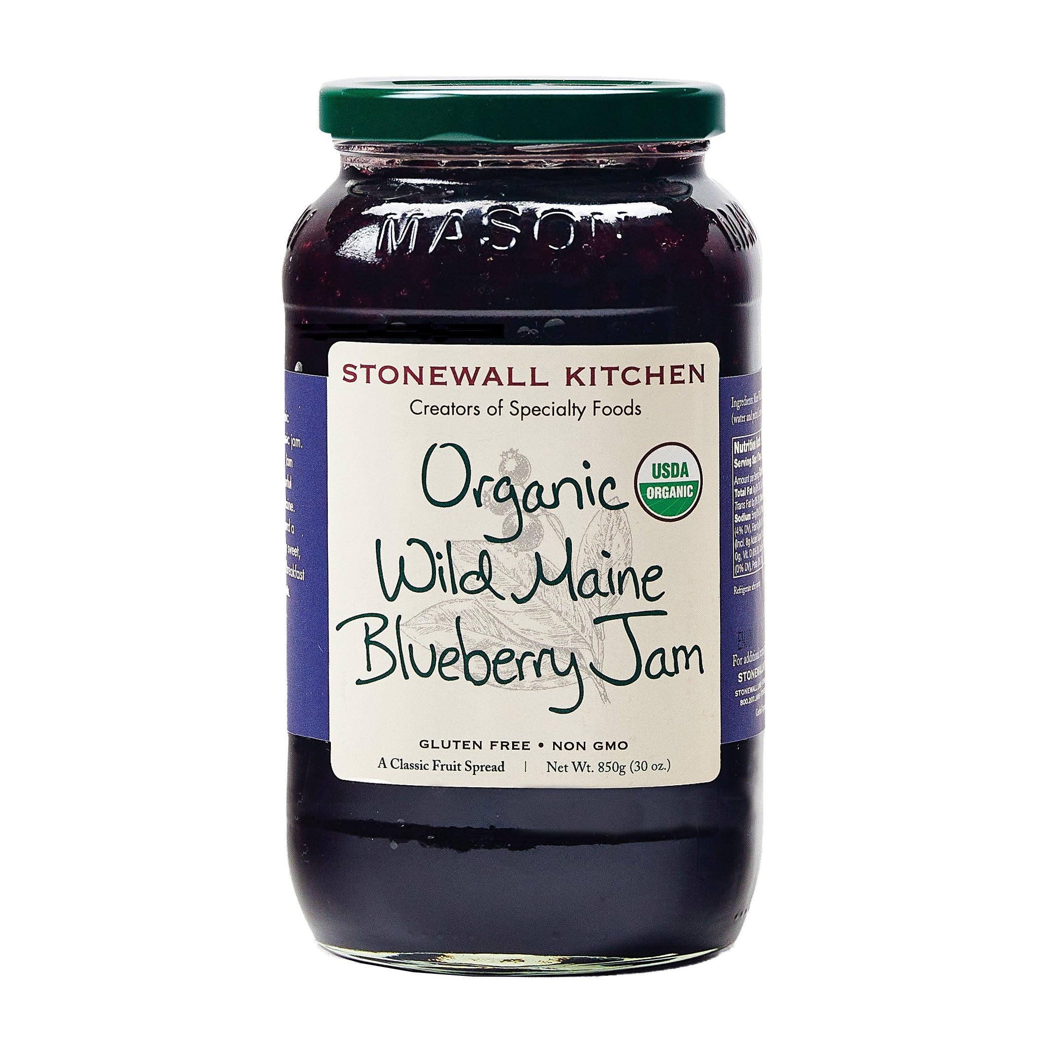 STONEWALL KITCHEN ORGANIC WILD BLUEBERRY JAM 30 OUNCE JAR