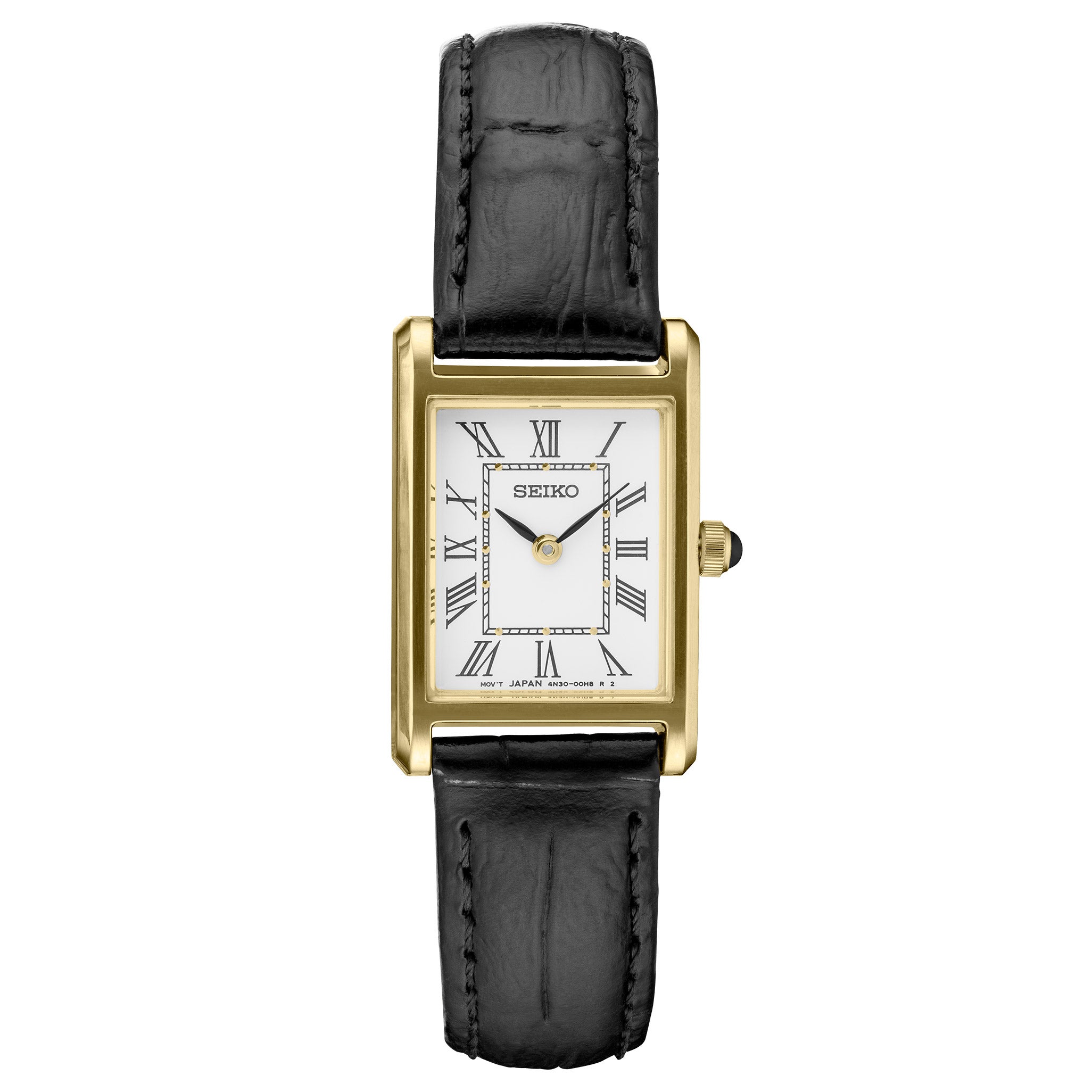 SEIKO BLACK LEATHER STRAP WOMENS WATCH
