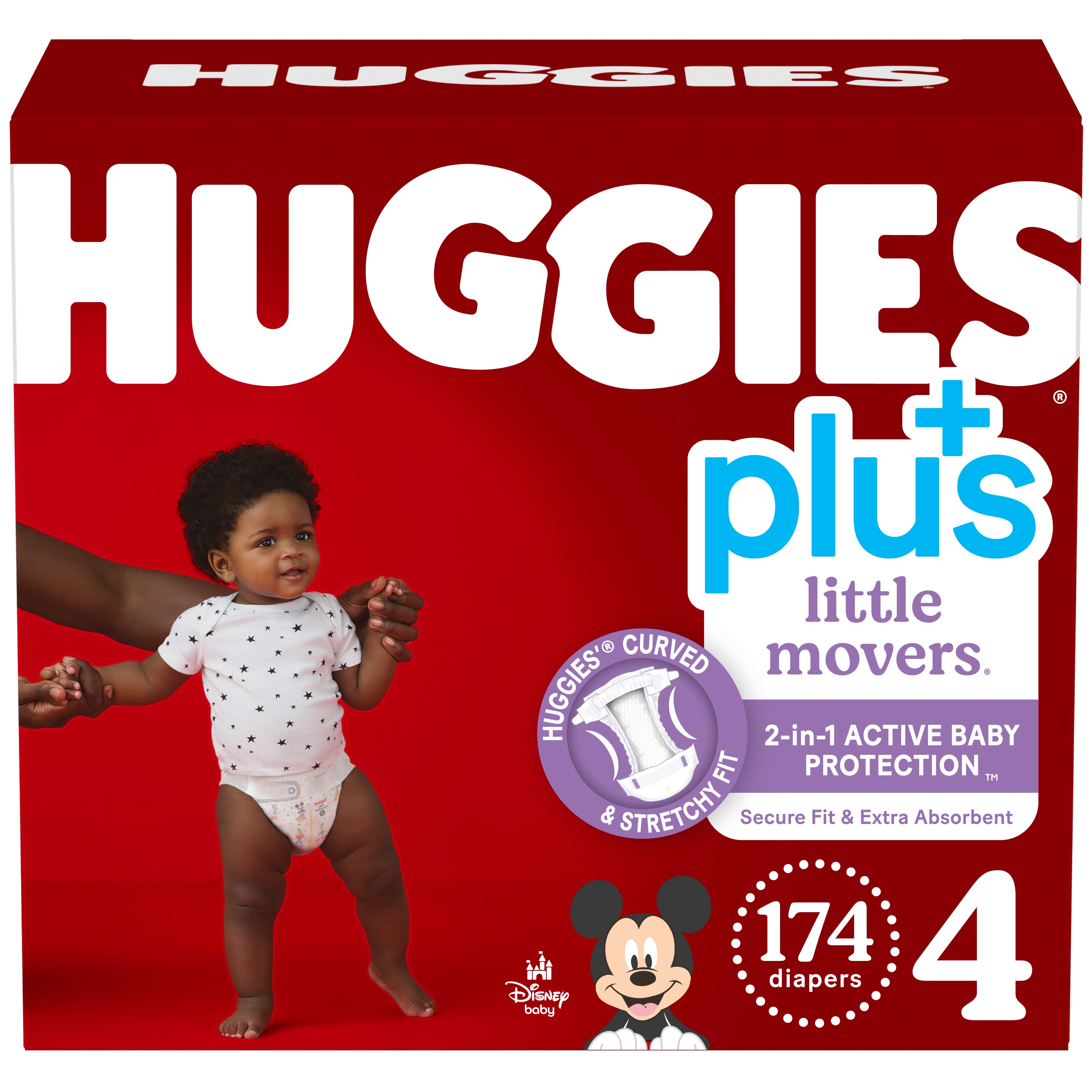HUGGIES LITTLE MOVERS PLUS SIZE 4 174CT