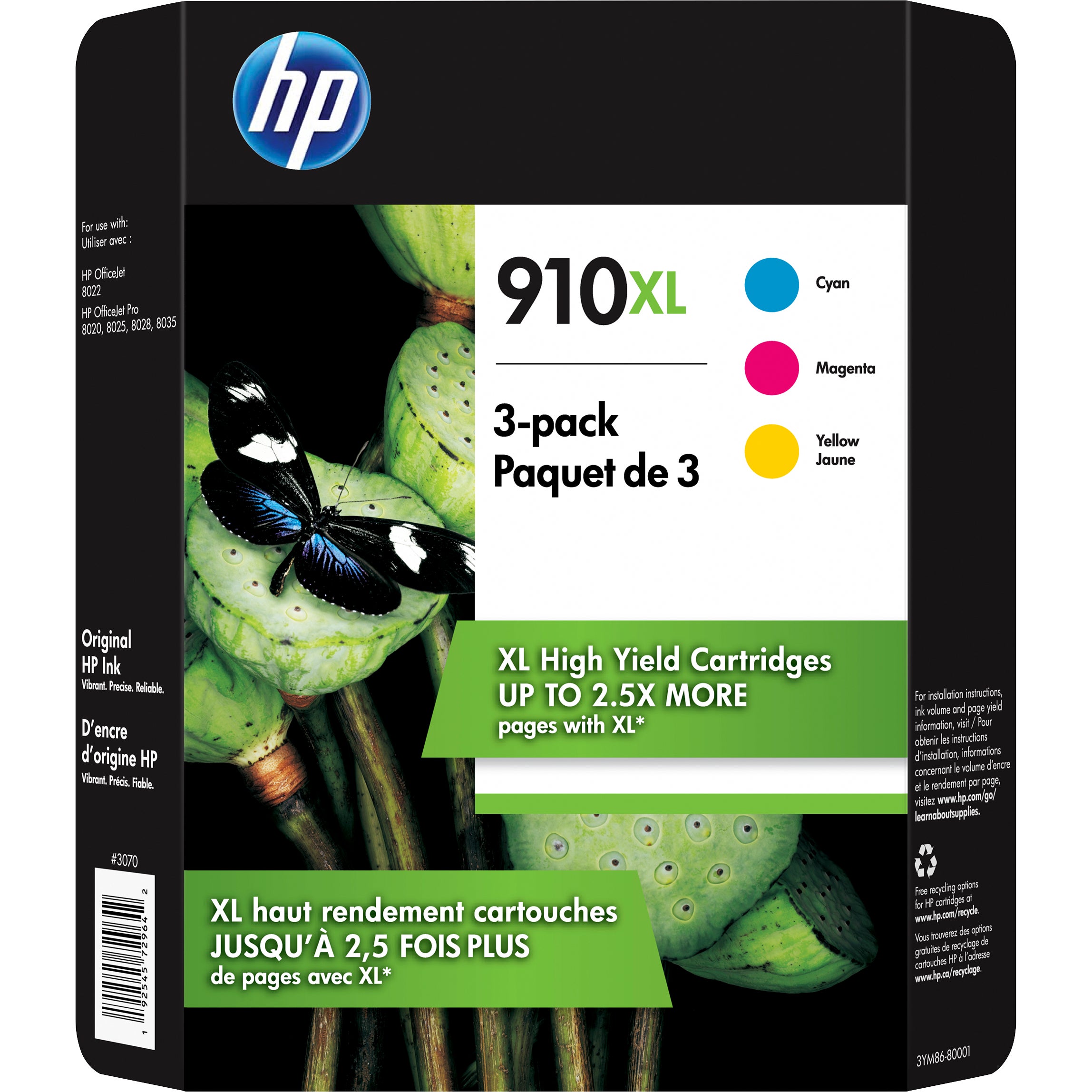 HP 910XL INK CARTRIDGE COLOR COMBO 3PK - Image 1