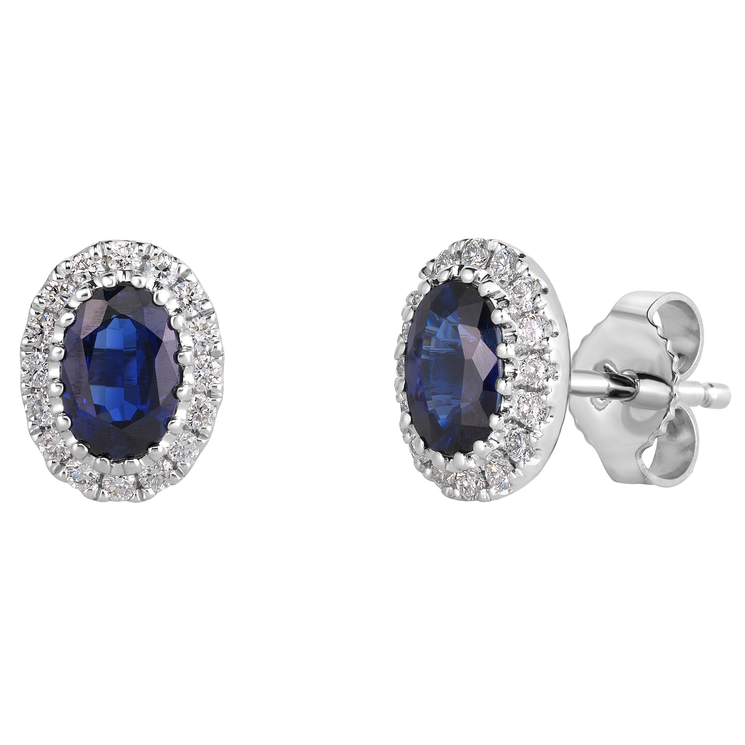 14KT WHITE GOLD VS2 I .18CTW DIAMOND & SAPPHIRE EARRINGS - Image 1