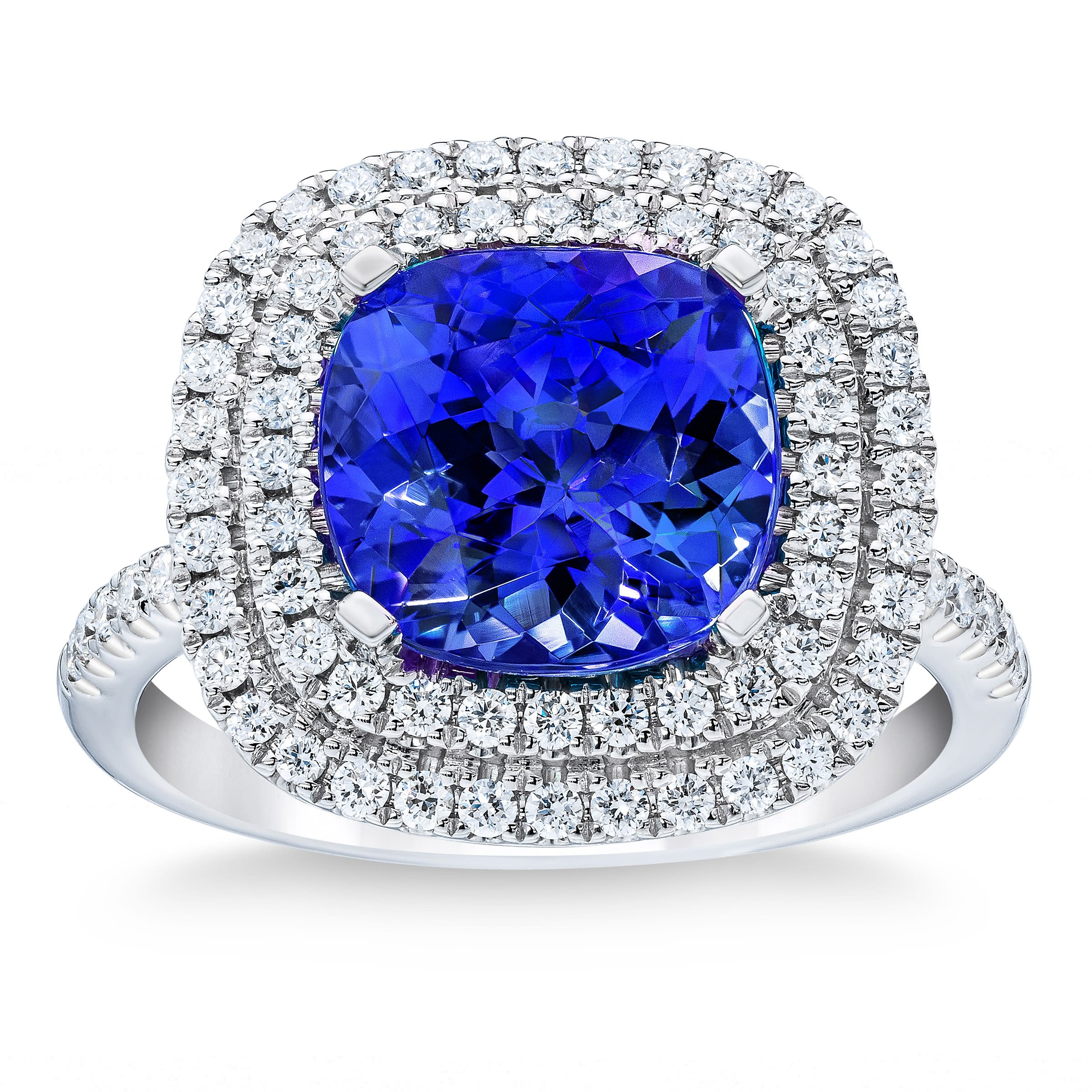18KT WHITE GOLD VS2 I 0.55CTW DIAMOND & TANZANITE RING - Image 1
