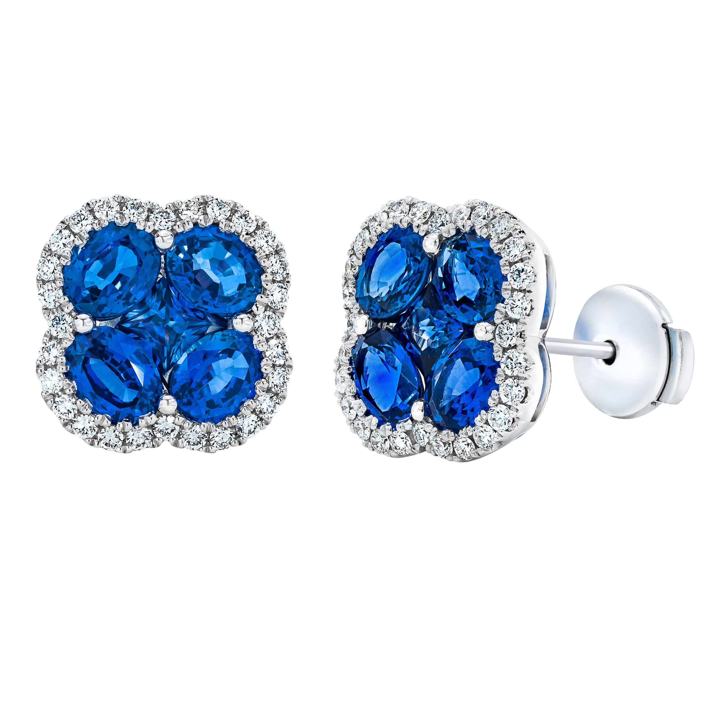BLUE SAPPHIRE 0.25CTW 14KT WHITE GOLD VS2, I DIAMOND EARRINGS - Image 1