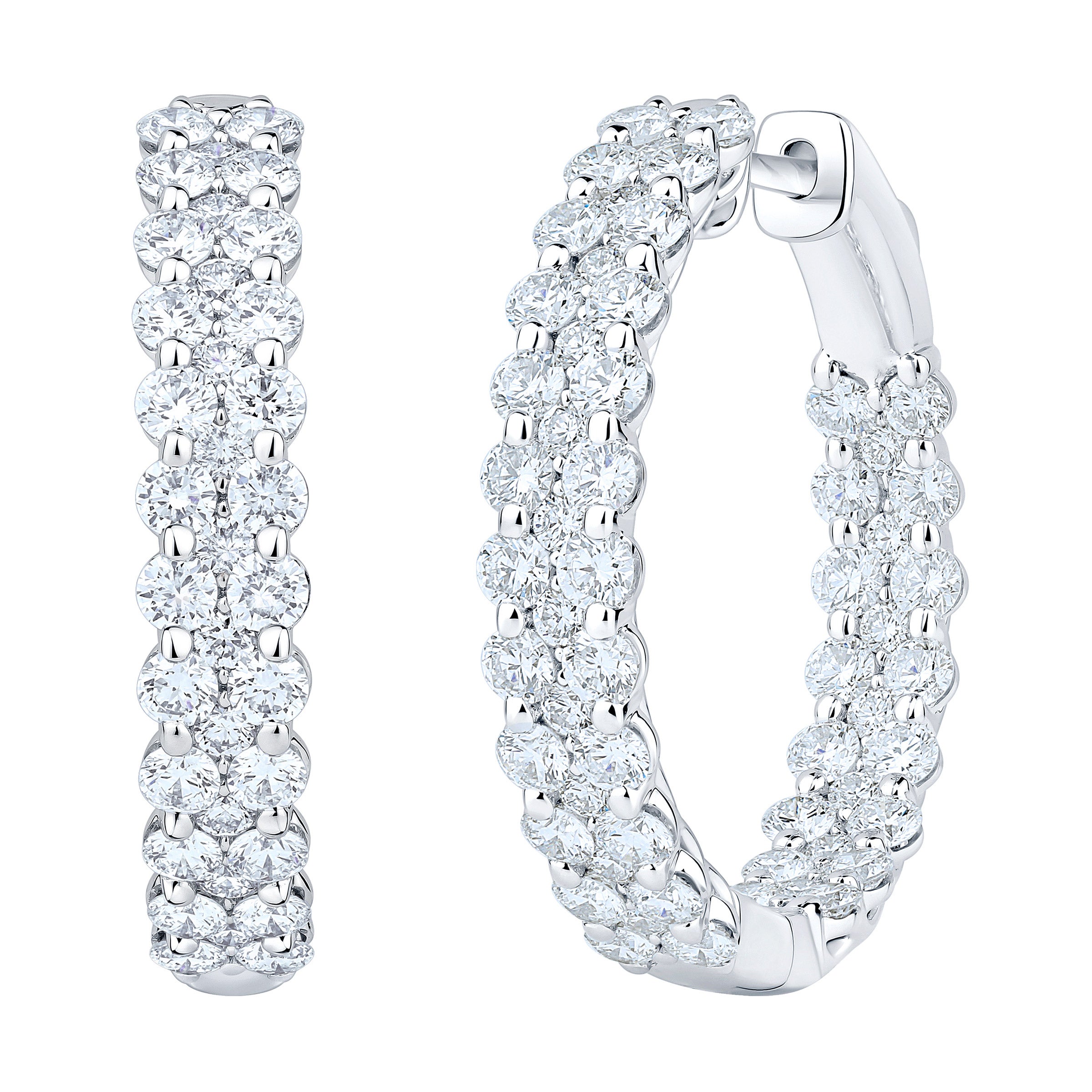14KT WHITE GOLD VS2 G 3.00CTW ROUND DIAMOND GARLAND HOOP EARRINGS - Image 1