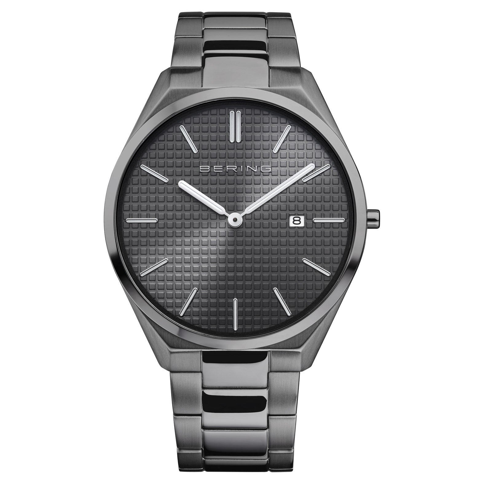 BERING ULTRA-THIN GRAY STAINLESS STEEL MEN'S QUARTZ WATCH