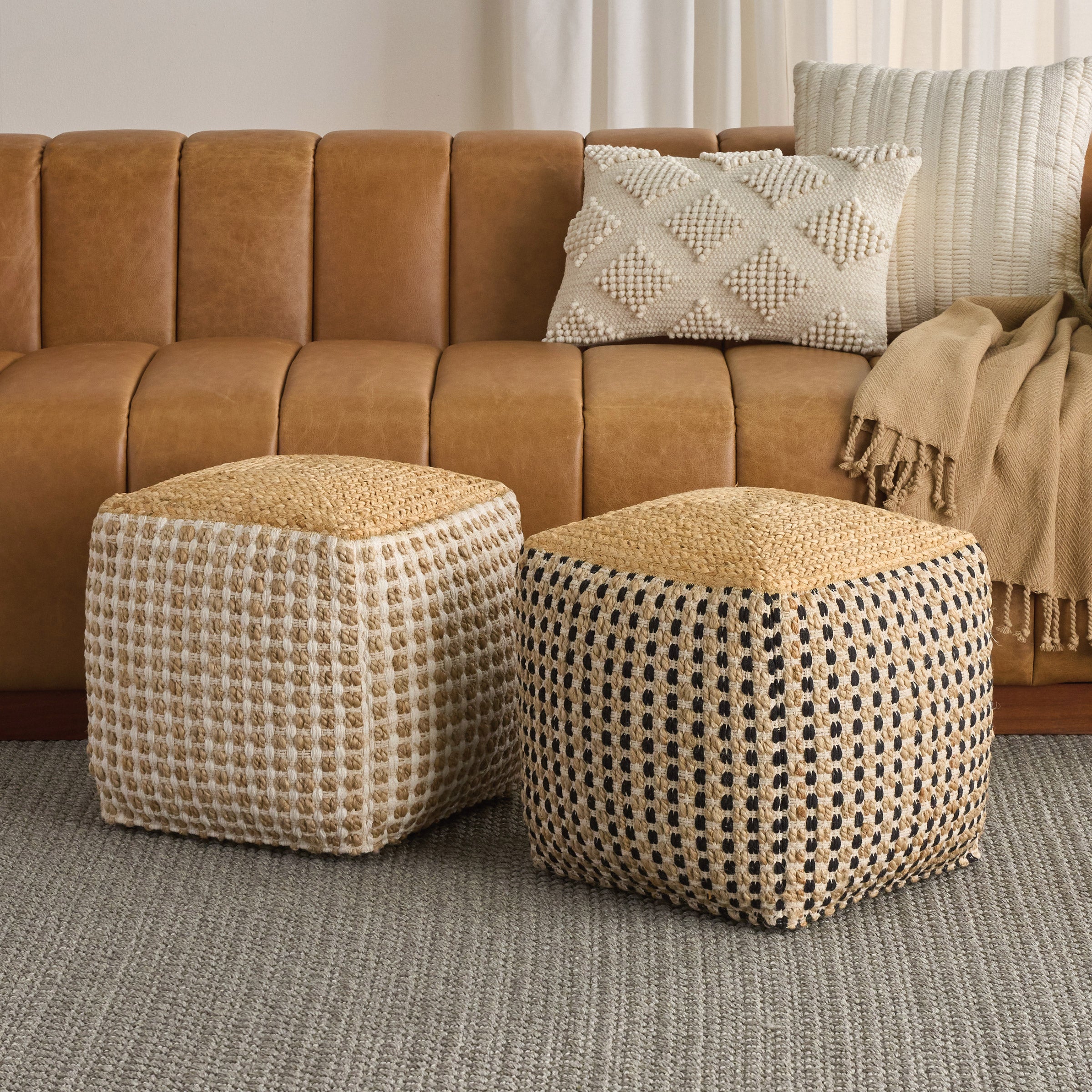 NOURISON JUTE SQUARE POUF