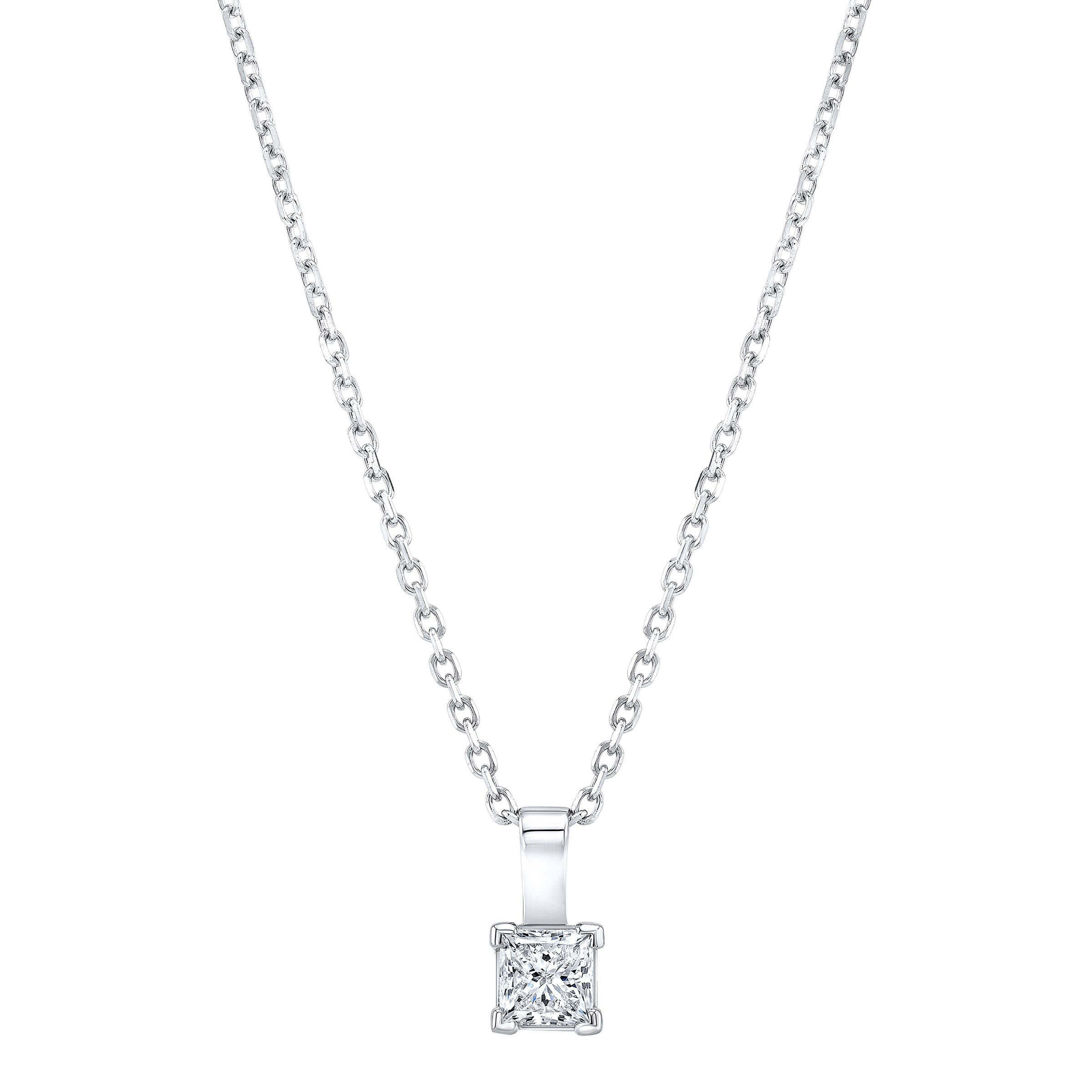 14KT WHITE GOLD VS2 I 0.50CT PRINCESS CUT DIAMOND PENDANT - Image 1