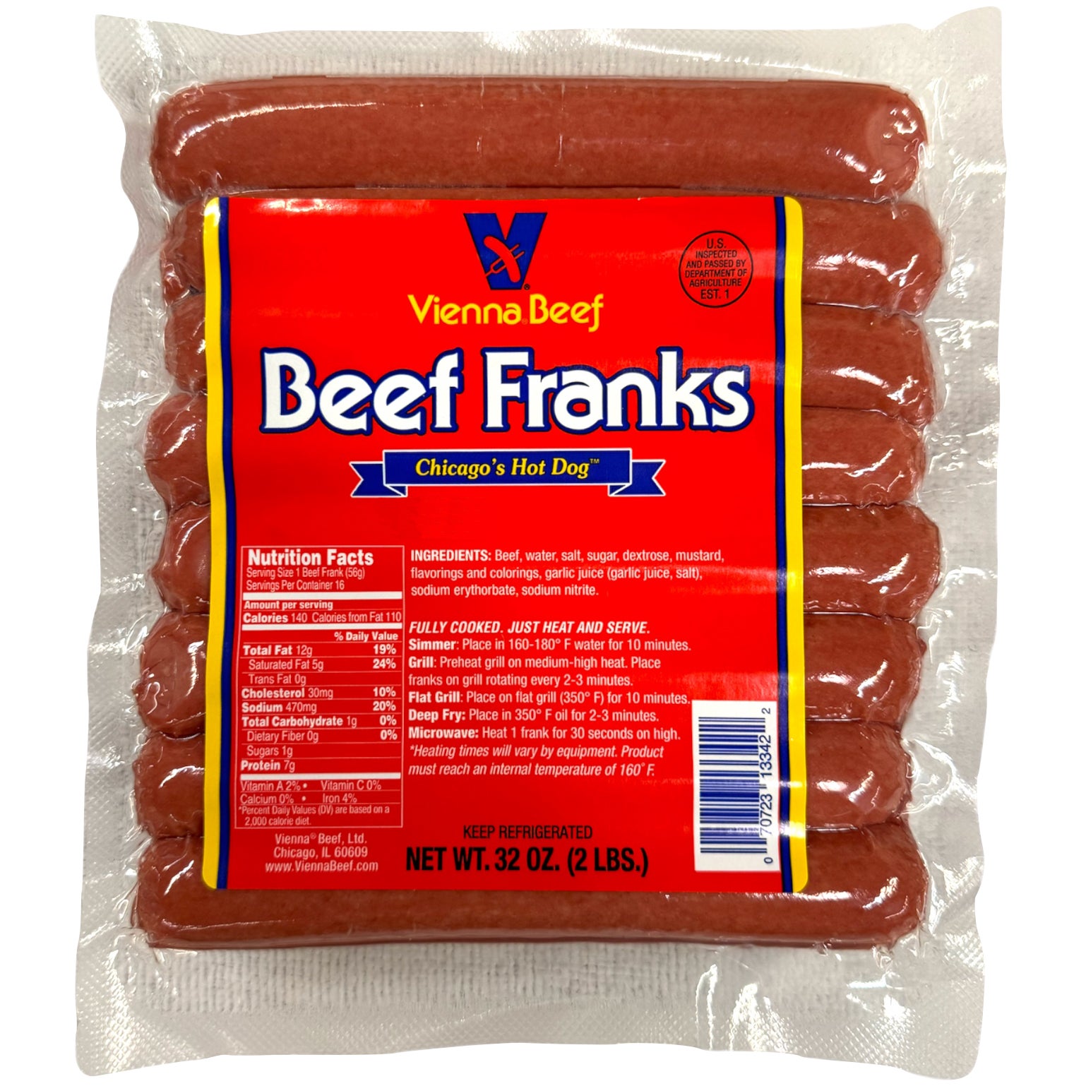 VIENNA BEEF BEEF FRANKS 32OZ PACKAGE - Image 1