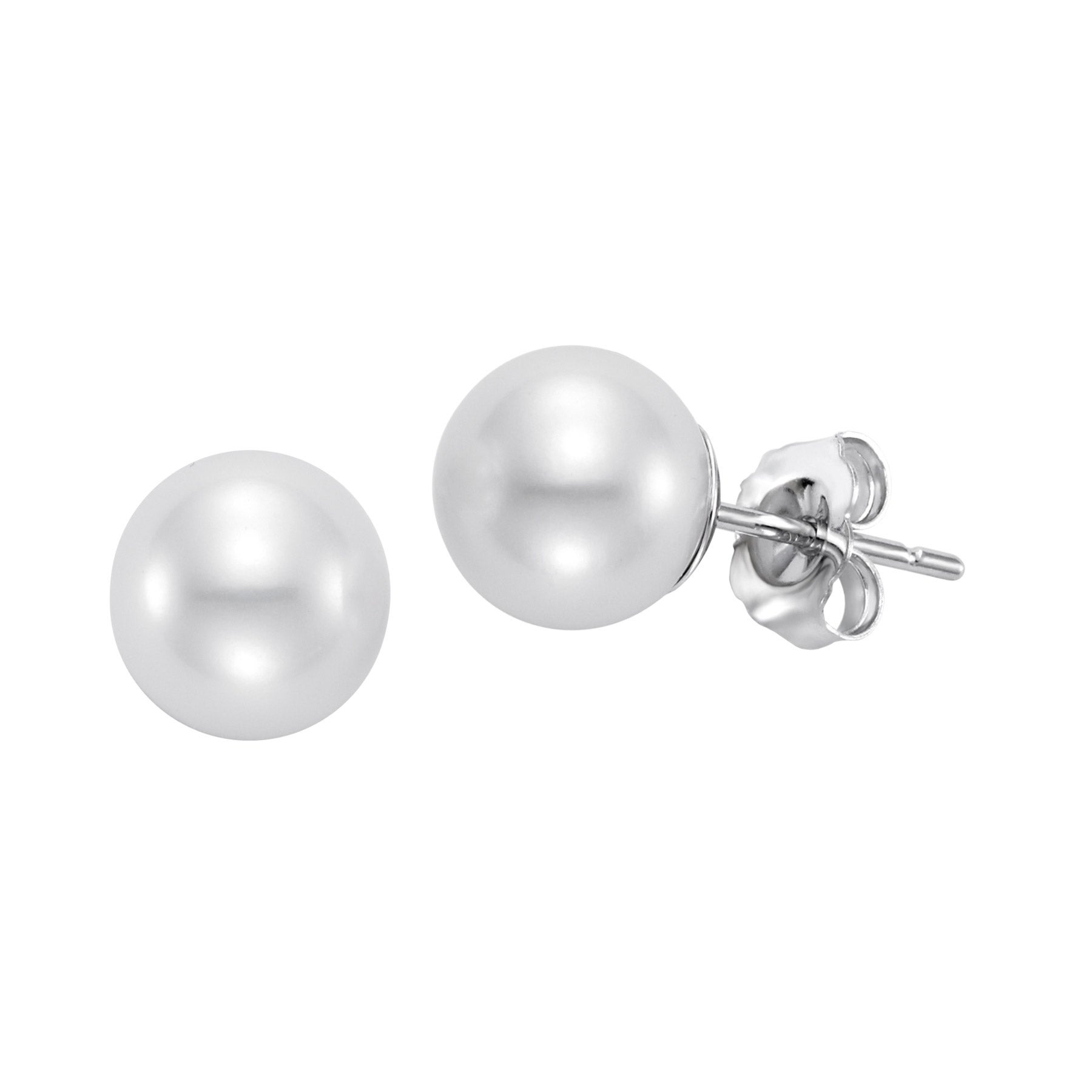 14KT GOLD 8-8.5MM FRESHWATER CULTURED PEARL STUD EARRINGS - Image 1