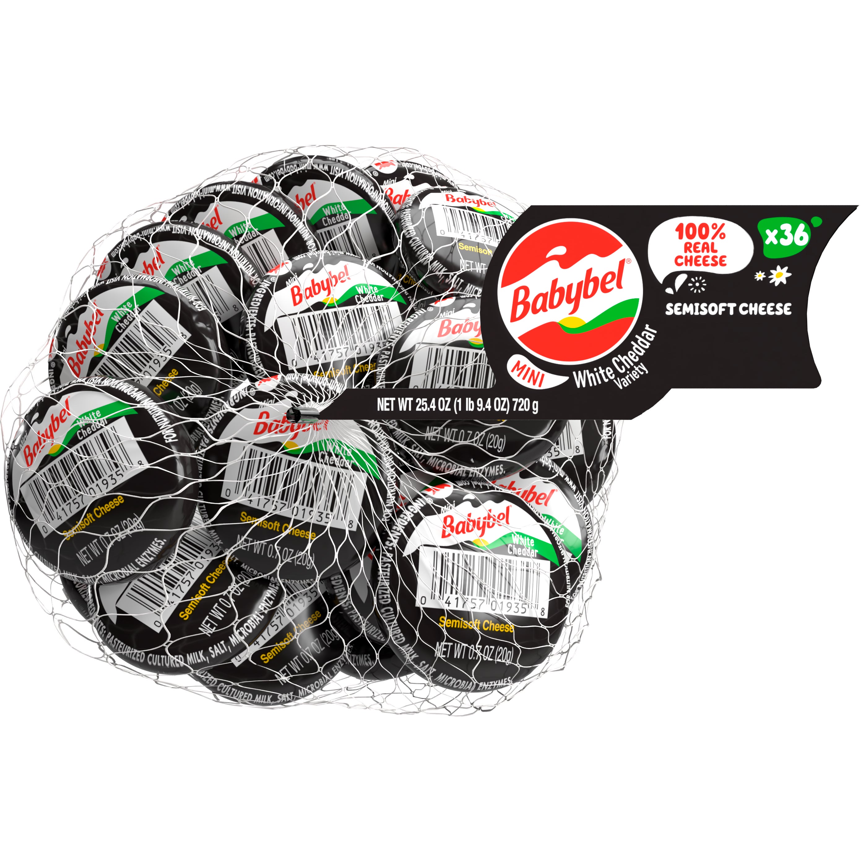 MINI BABYBEL WHITE CHEDDAR CHEESE 36 COUNT .71 OUNCES EA