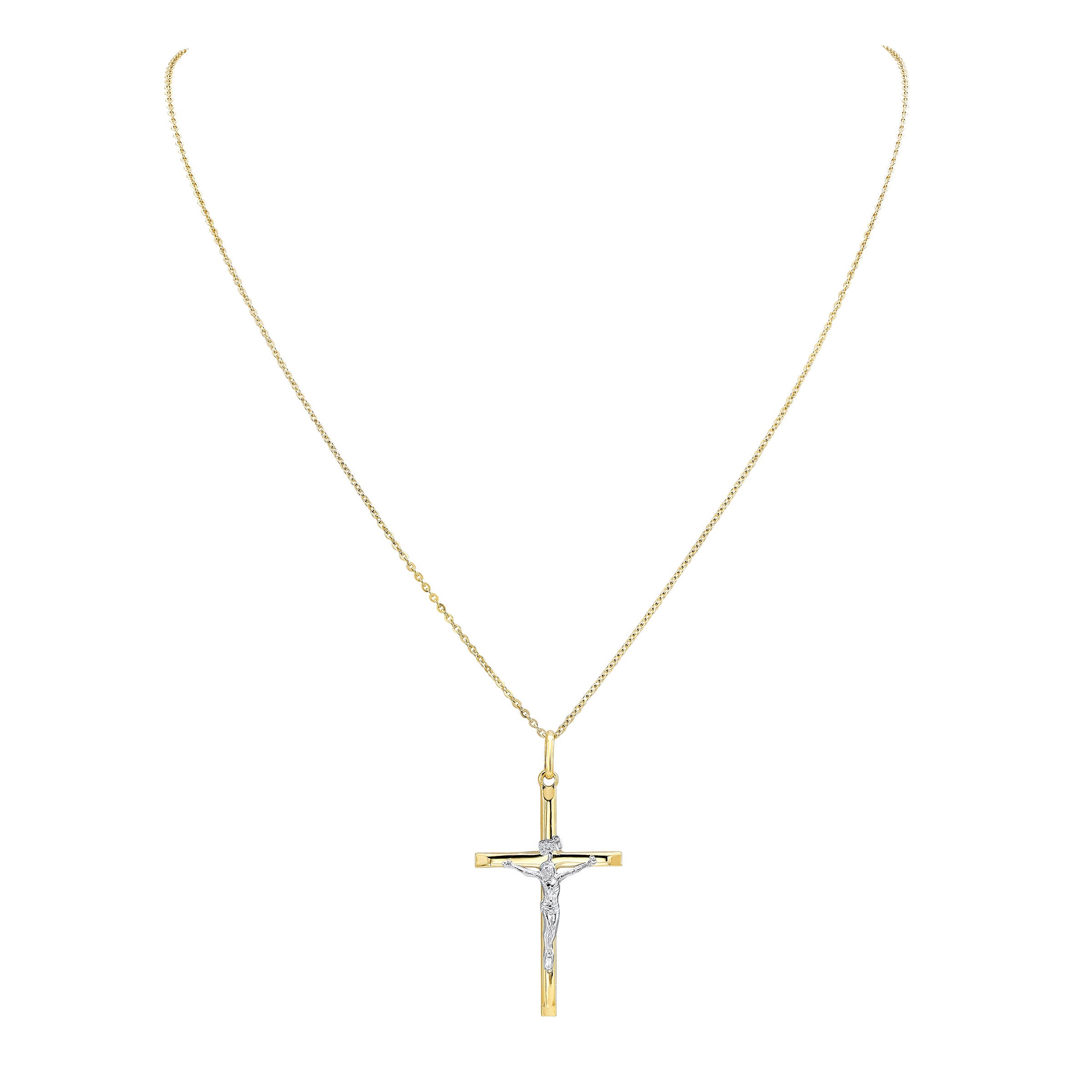 14KT TWO-TONE GOLD CRUCIFIX ON AN 18-20¨ CHAIN MADE IN ITALY - Image 1