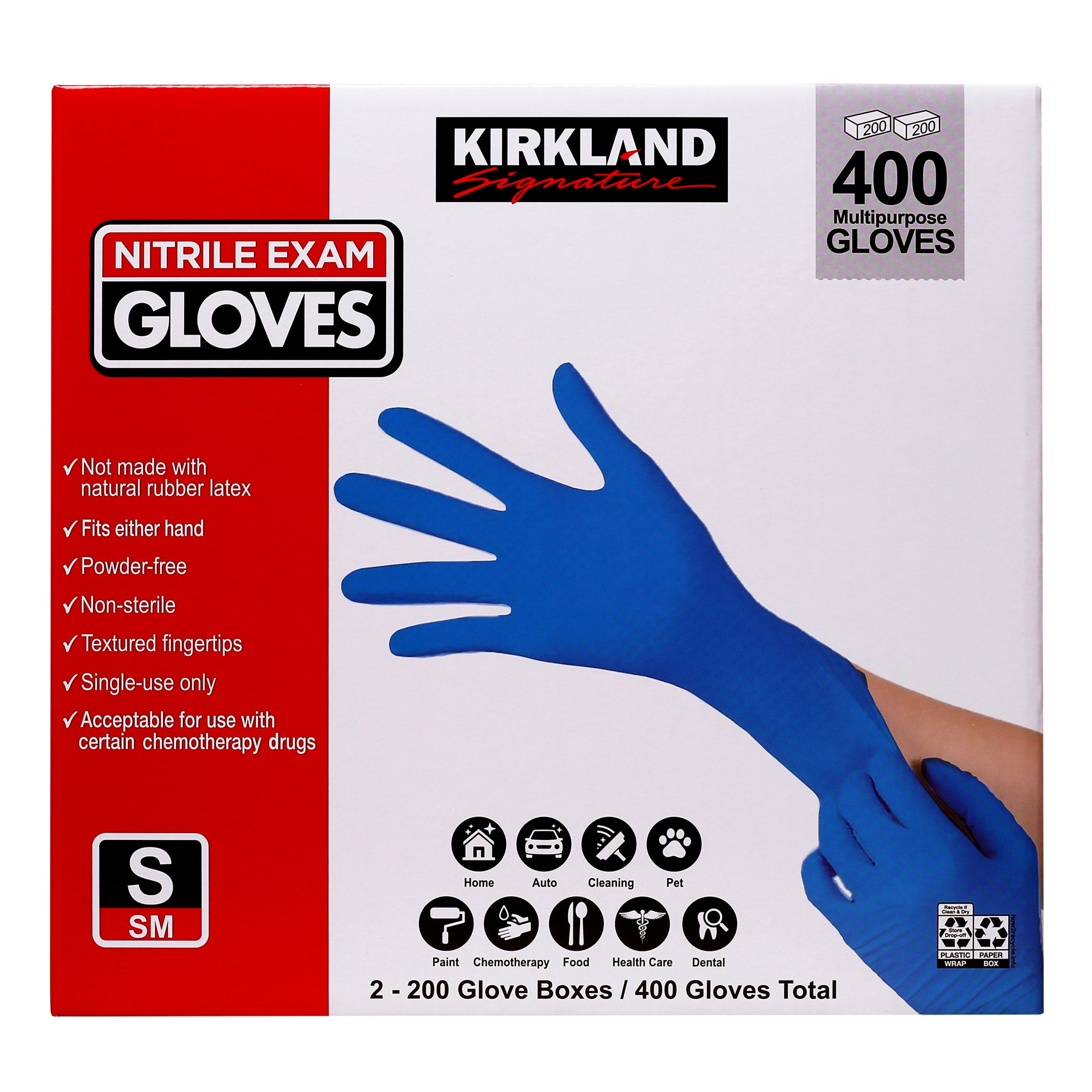 KIRKLAND SIGNATURE NITRILE EXAM GLOVE SMALL 2/200 CT - Image 1