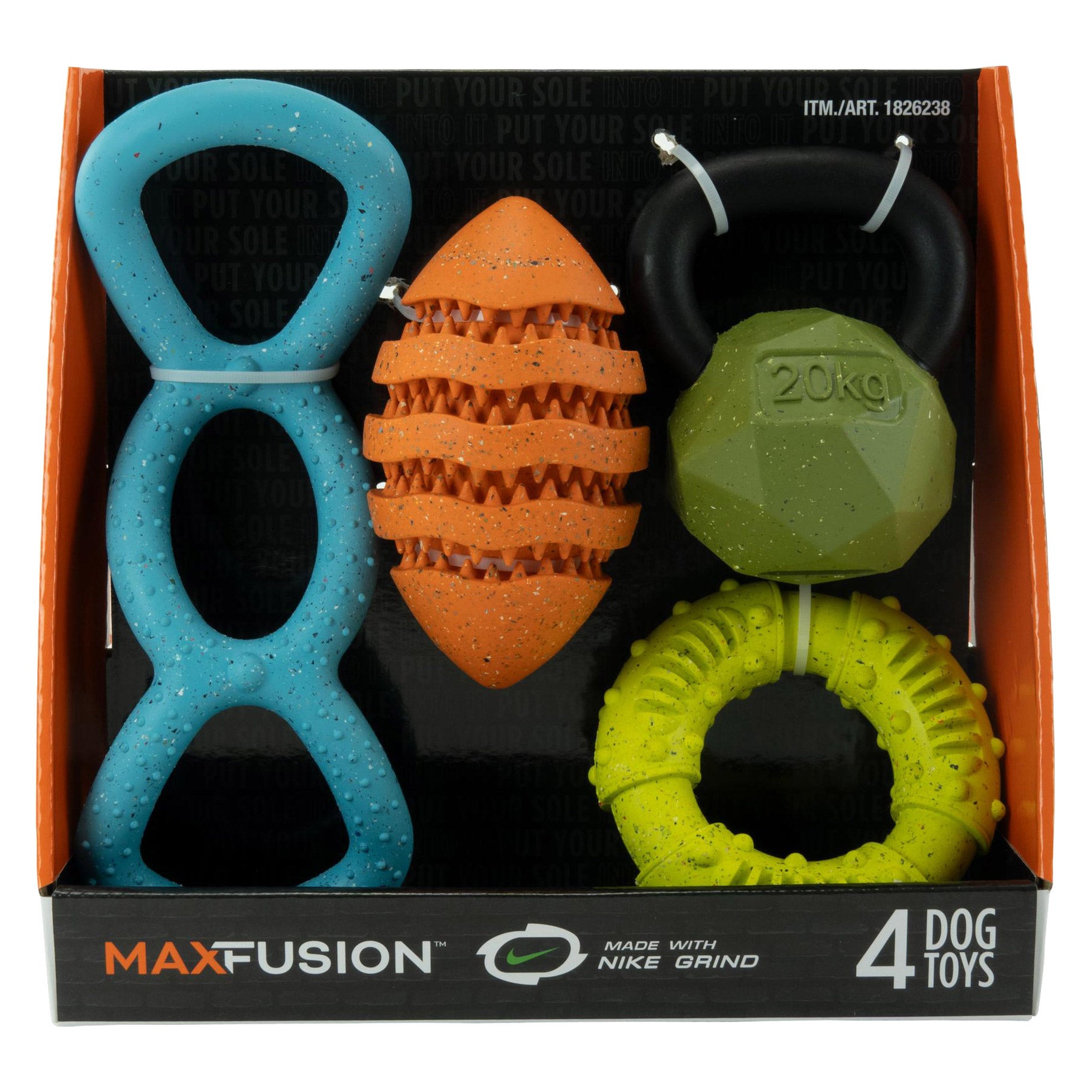 MAX FUSION 4 PACK DOG TOYS MADE WITH NIKE GRIND