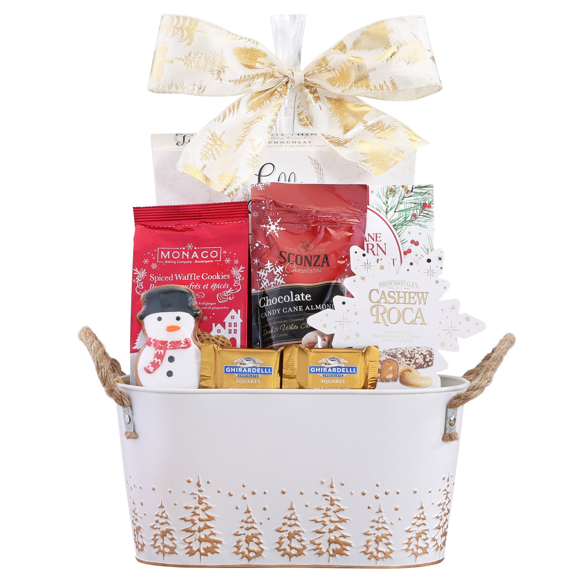 METAL GIFT BASKET WITH ROPE HANDLES 14.37 OUNCES - Image 1