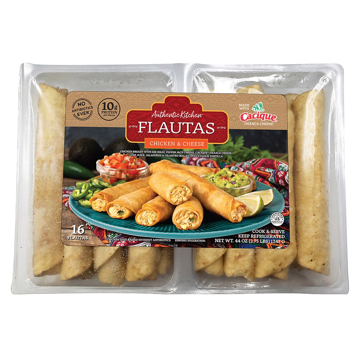 AUTHENTIC KITCHEN CHICKEN/CHEESE FLAUTAS 44 OZ