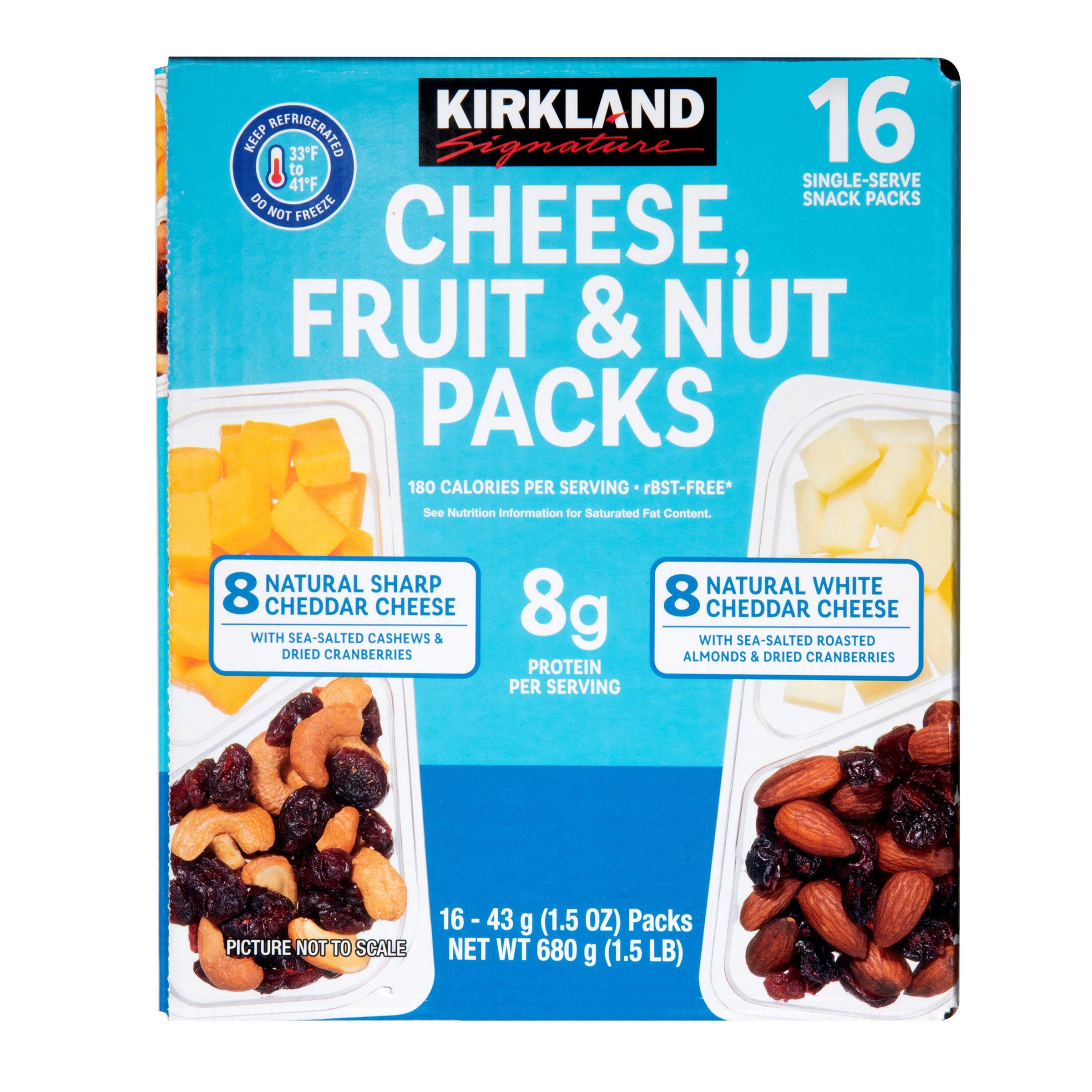 KIRKLAND SIGNATURE CHEESE, FRUIT AND NUT PACKS 16/1.5 OZ