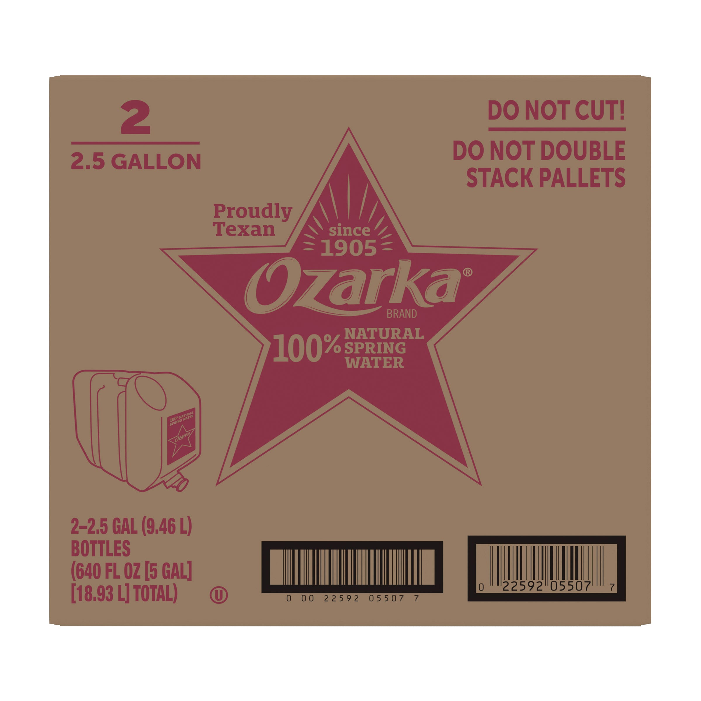 OZARKA SPRING WATER 2/2.5 GAL