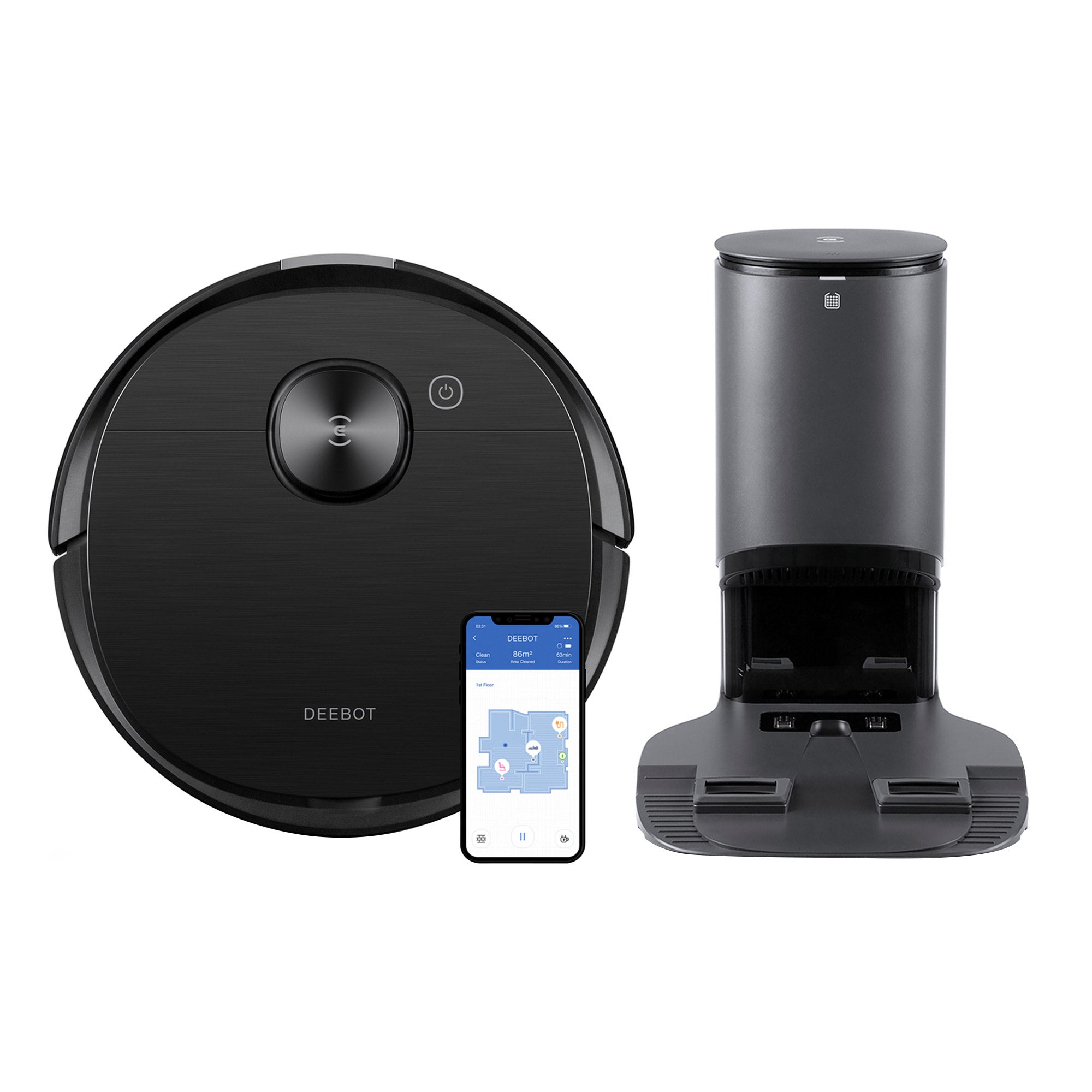 ECOVACS DEEBOT T8 VACUUM MOP ROBOT WITH AUTO-EMPTY STATION ^