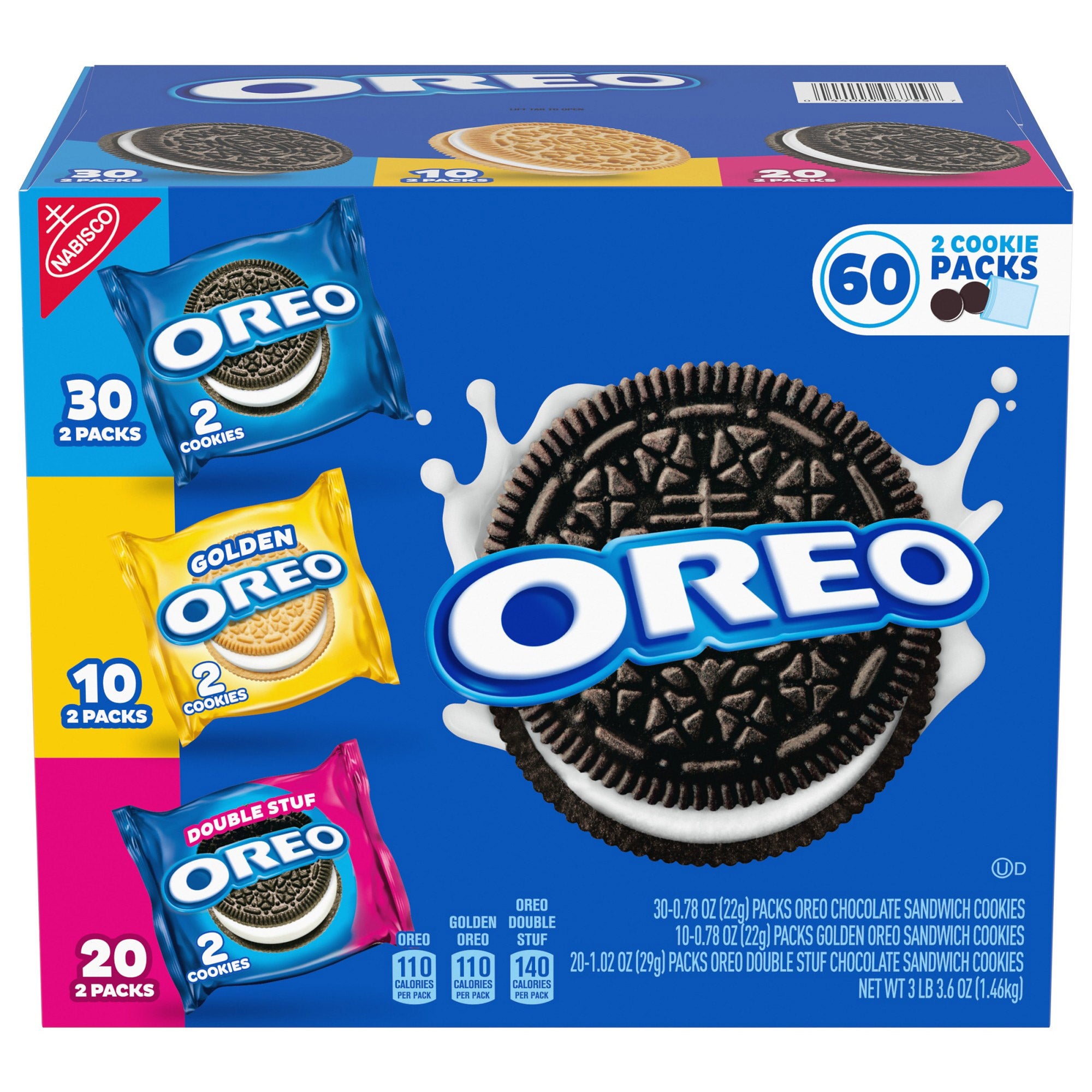 NABISCO OREO COOKIES VARIETY 60 PACK .86 OUNCES EA