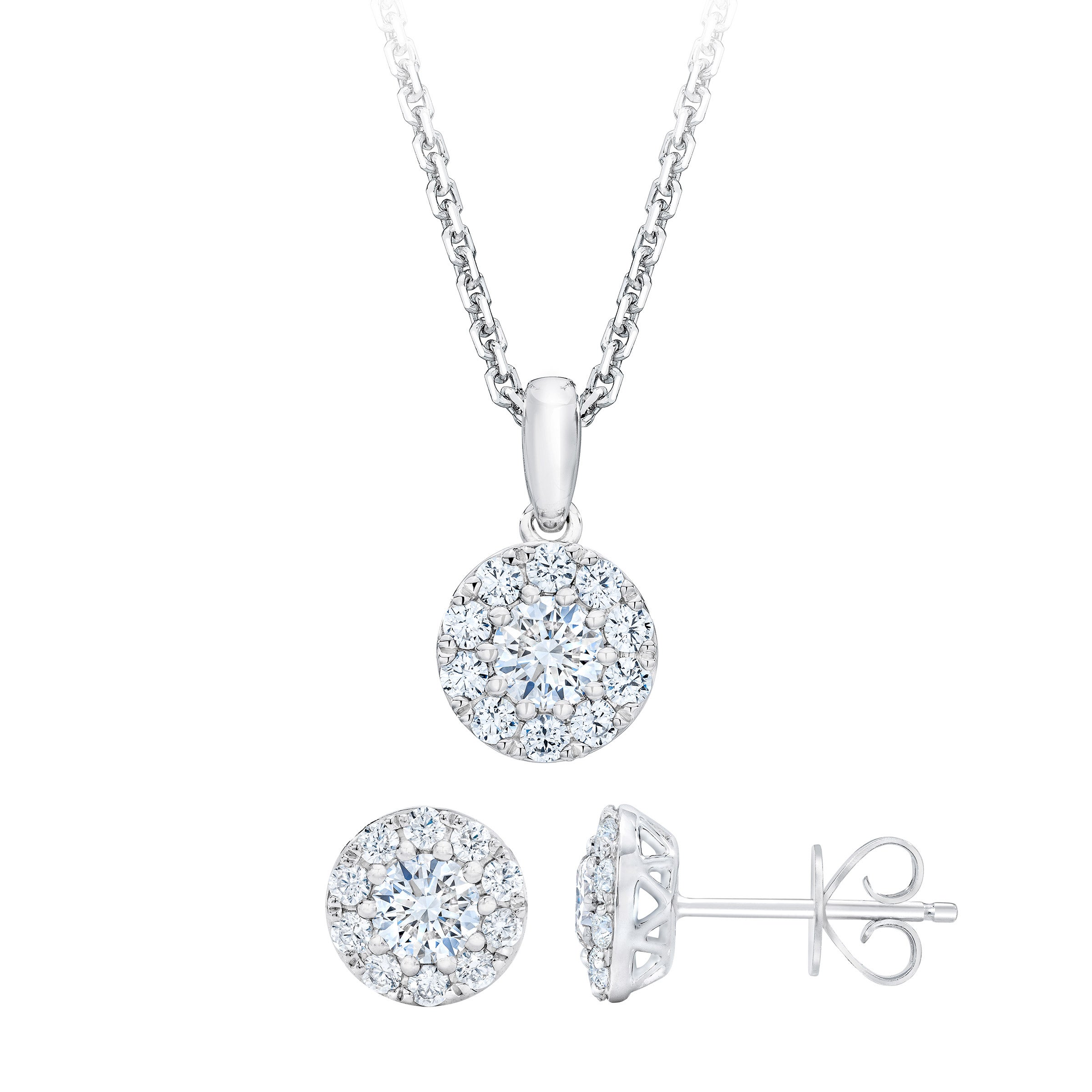 14KT WHITE GOLD VS2 I 1.0CTW DIAMOND EARRING AND PENDANT SET - Image 1