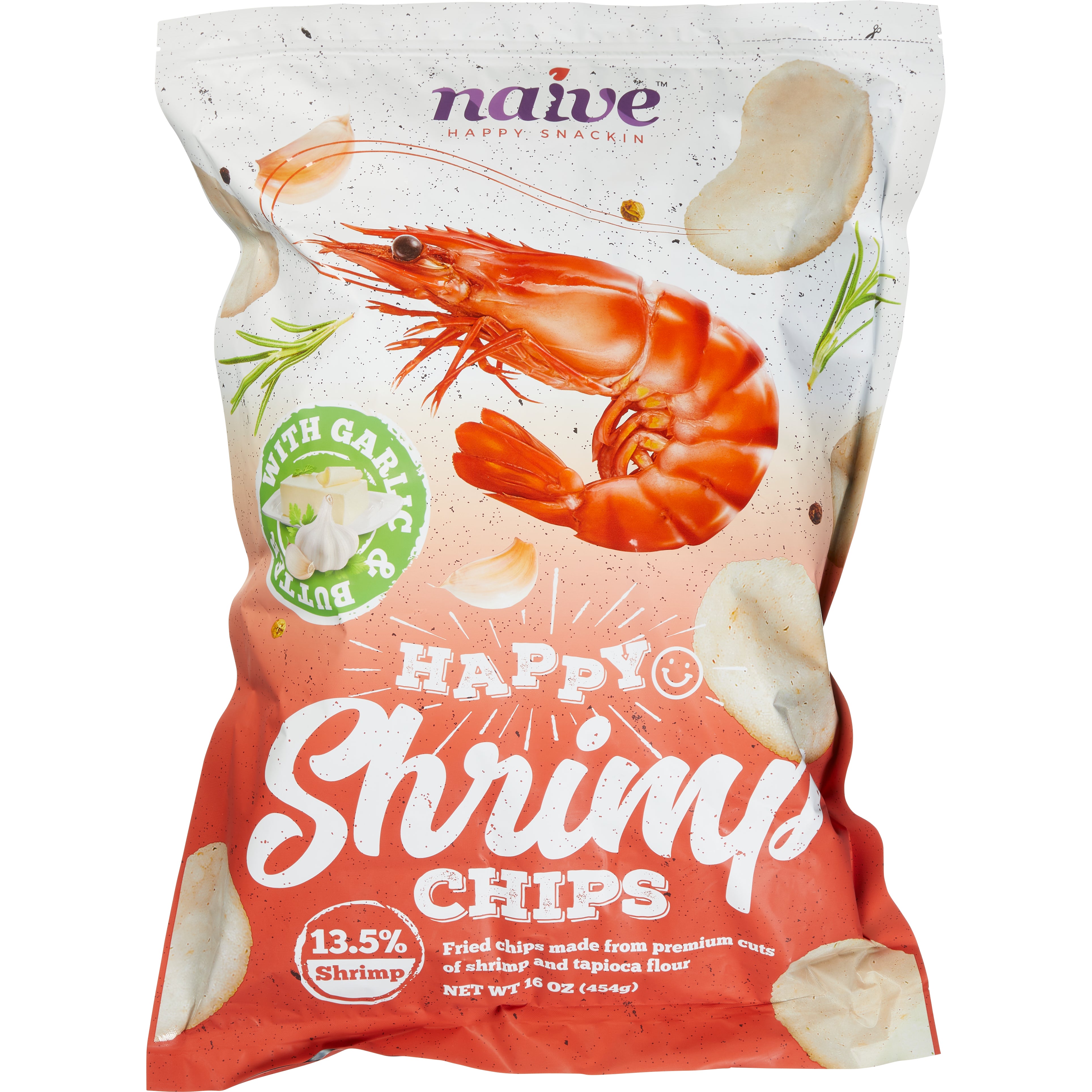 SHRIMP CHIPS GARLIC & BUTTER 16 OZ (1.00 LBS)