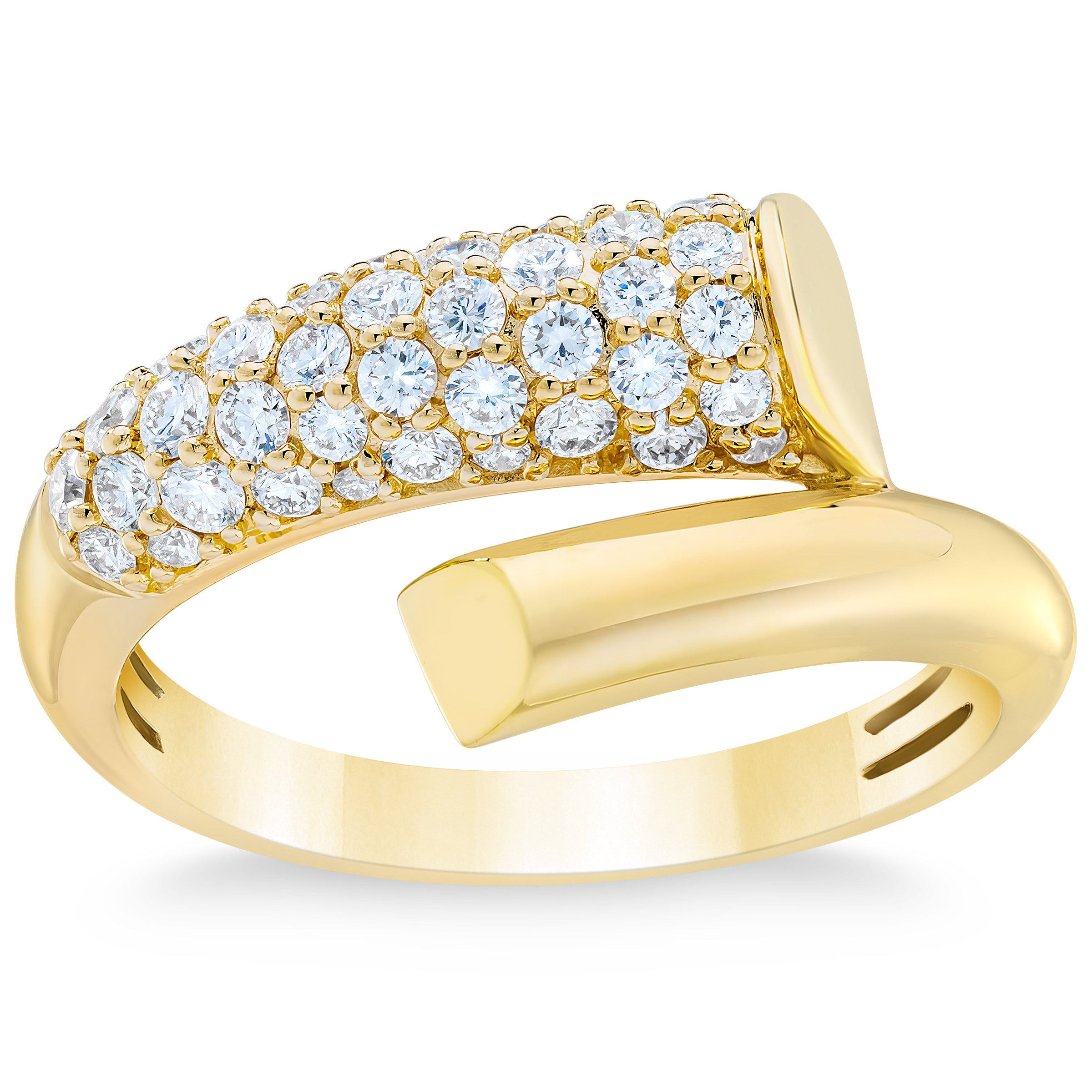 14KT YELLOW GOLD VS2 I 0.63CTW ROUND DIAMOND BYPASS RING - Image 1
