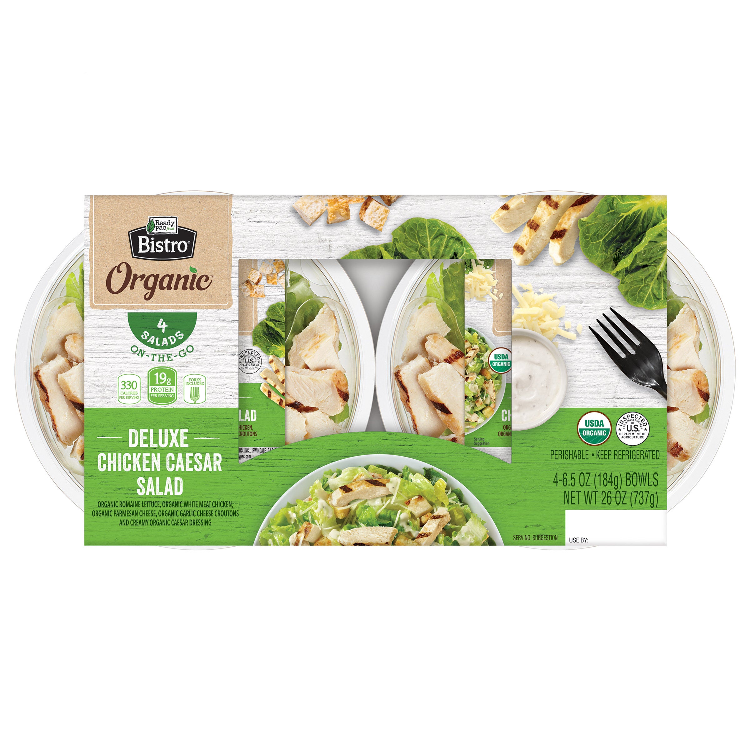 ORGANIC READY PAC DELUXE CAESAR SALAD 4 PACK 6.5 OUNCES EACH - Image 1
