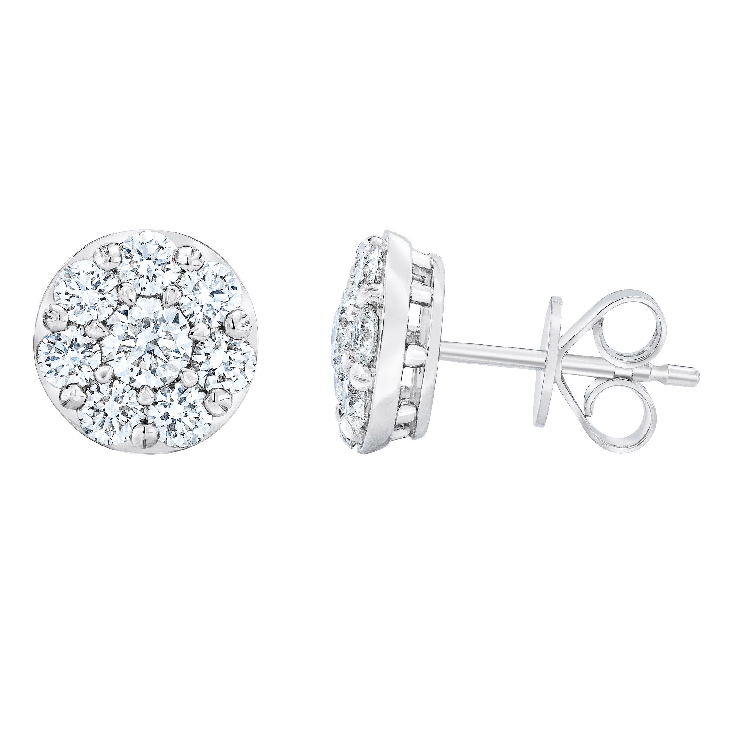 14KT WHITE GOLD VS2 I 1.50CTW ROUND DIAMOND HALO EARRINGS - Image 1