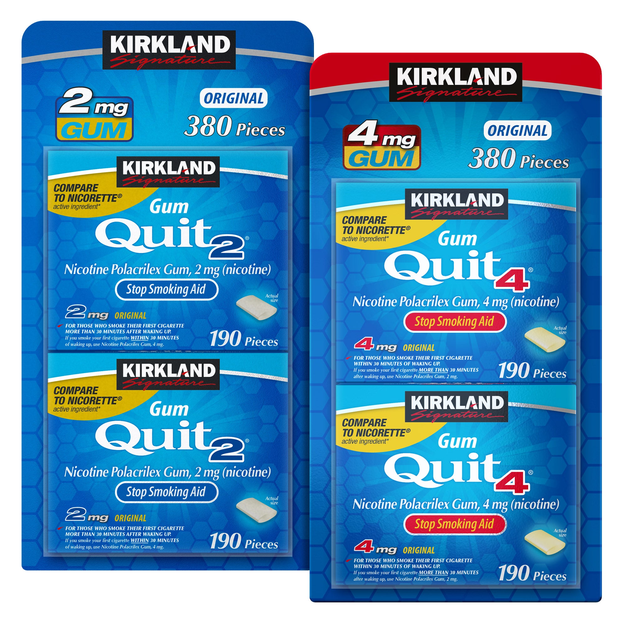 KIRKLAND SIGNATURE QUIT2 2MG ORIGINAL GUM 2 X 190 COUNT - Image 1