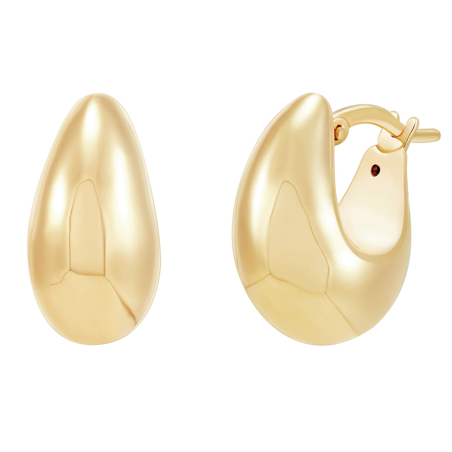14KT YELLOW GOLD WIDE HOOP EARRINGS MADE IN ITALY - Image 1