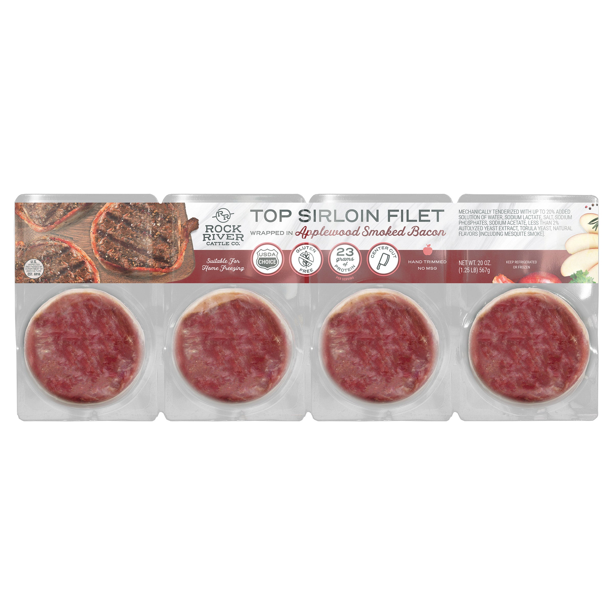 ROCK RIVER CATTLE BACON WRAPPED SIRLOIN 4/5 OZ