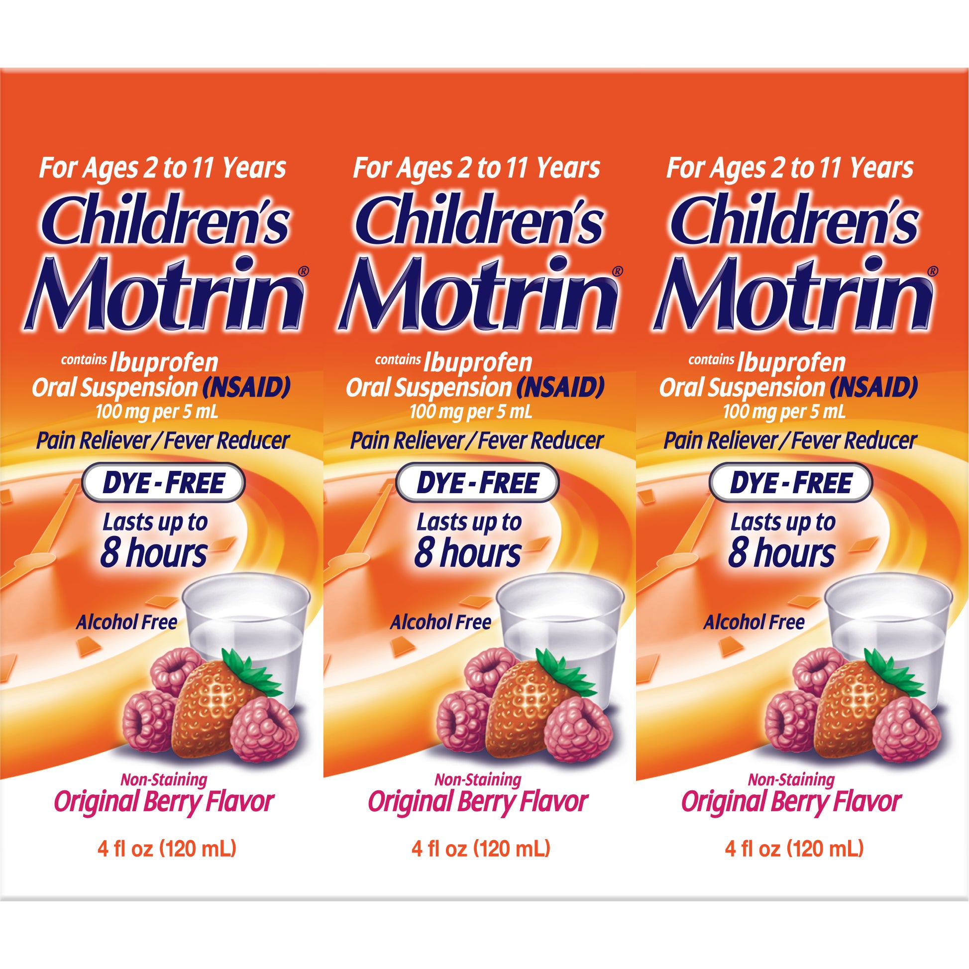 CHILDREN'S MOTRIN SUSPENSION DYE-FREE BERRY 3X4OZ - Image 1