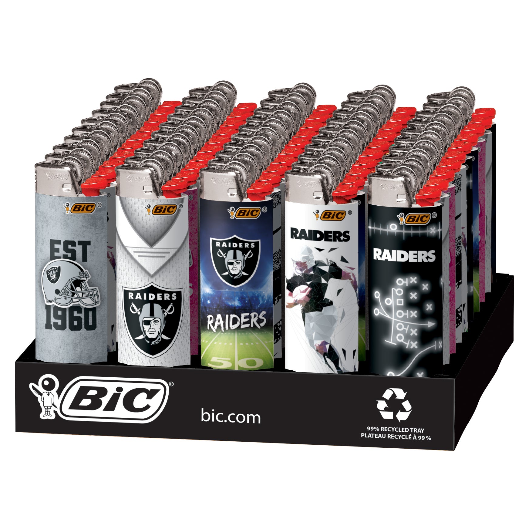 BIC LIGHTERS NFL LAS VEGAS RAIDERS 50 CT TRAY