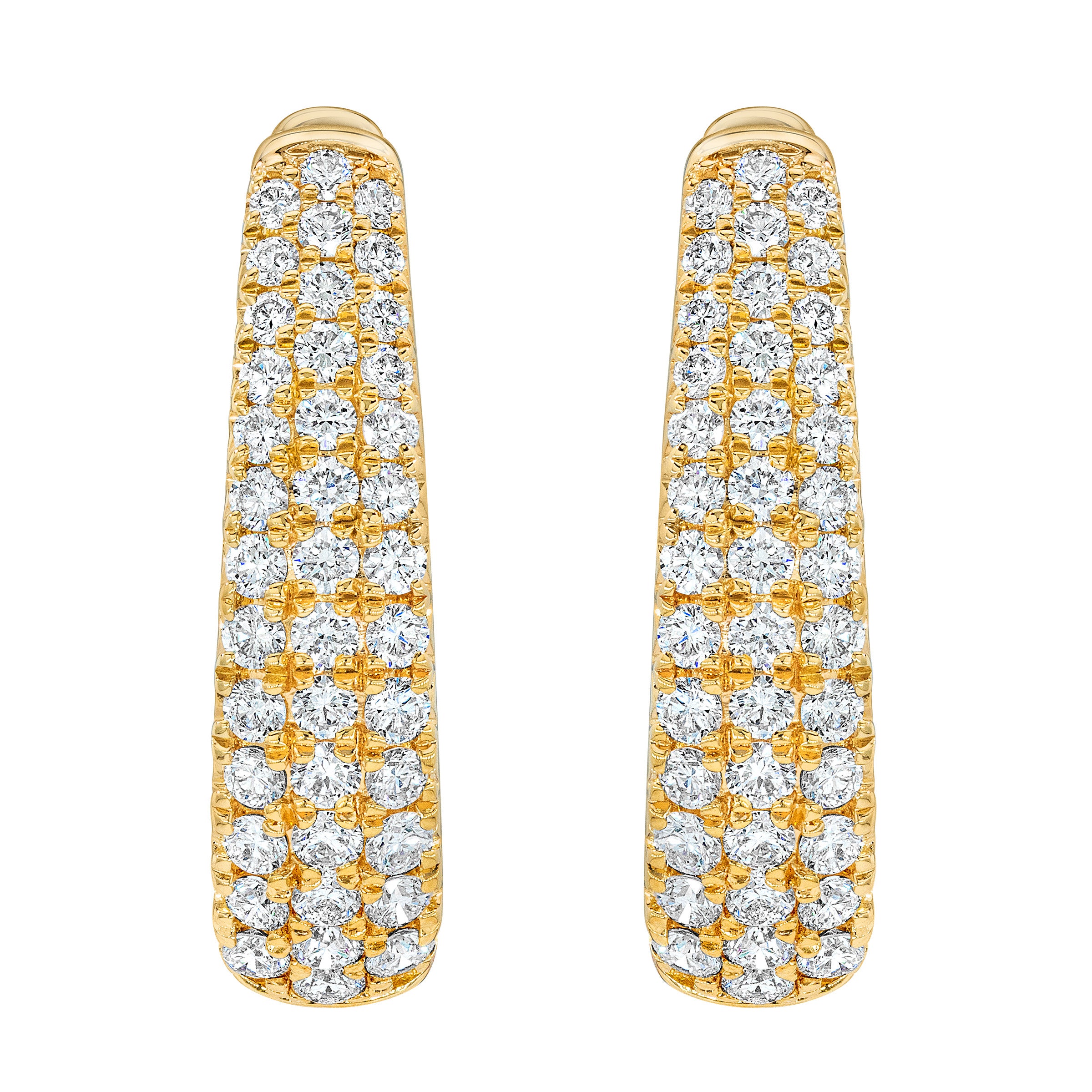 14KT YELLOW GOLD VS2 G 1.75CTW ROUND DIAMOND HOOP EARRINGS