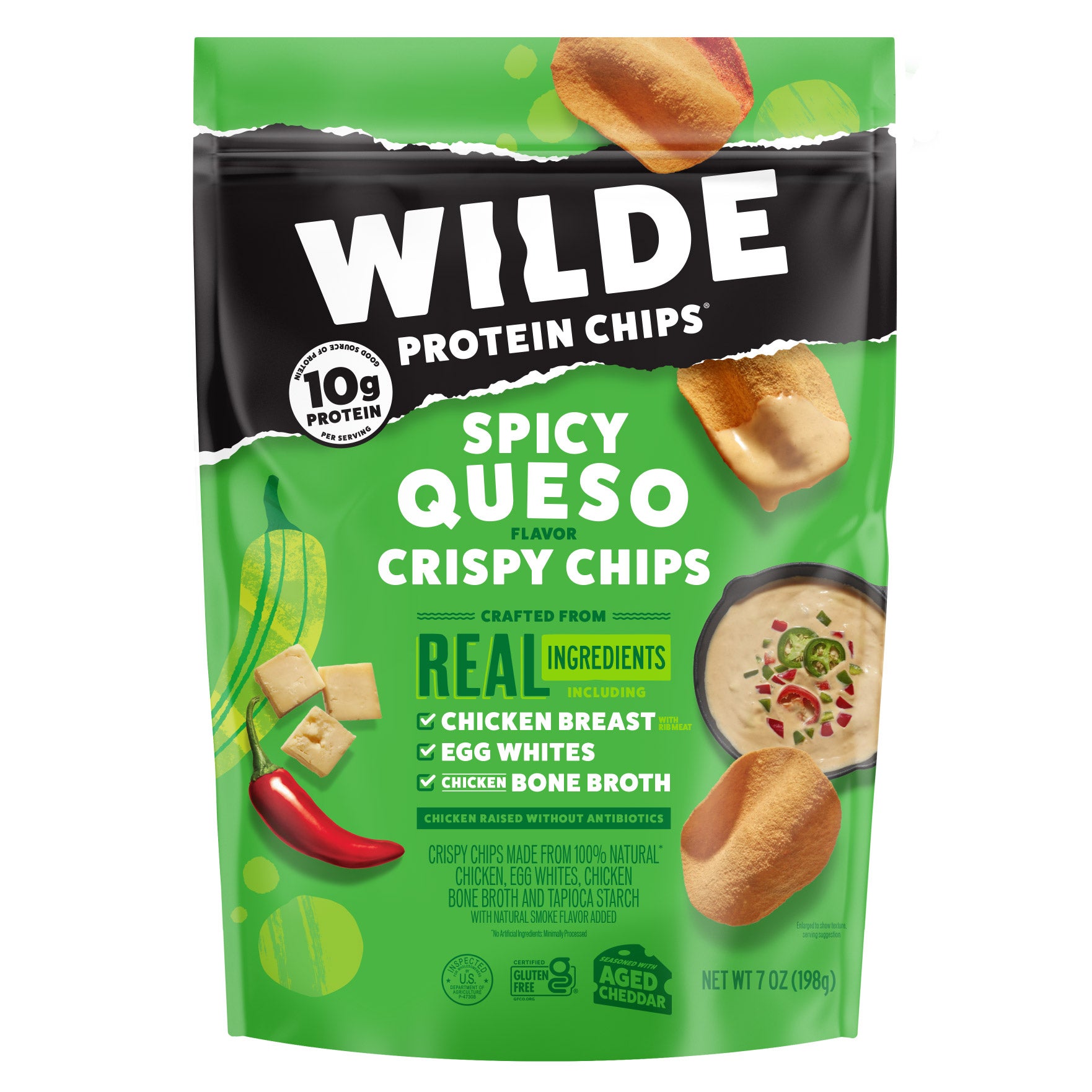 WILDE PROTEIN CHIPS SPICY QUESO CHICKEN 7 OZ