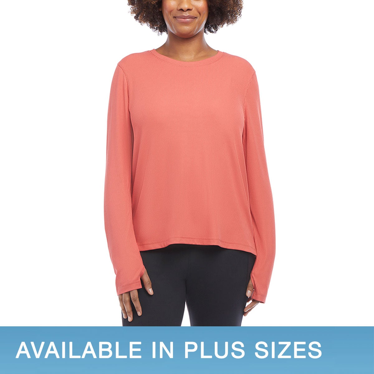 DANSKIN LADIES' LONG SLEEVE RIBBED TOP - Image 1