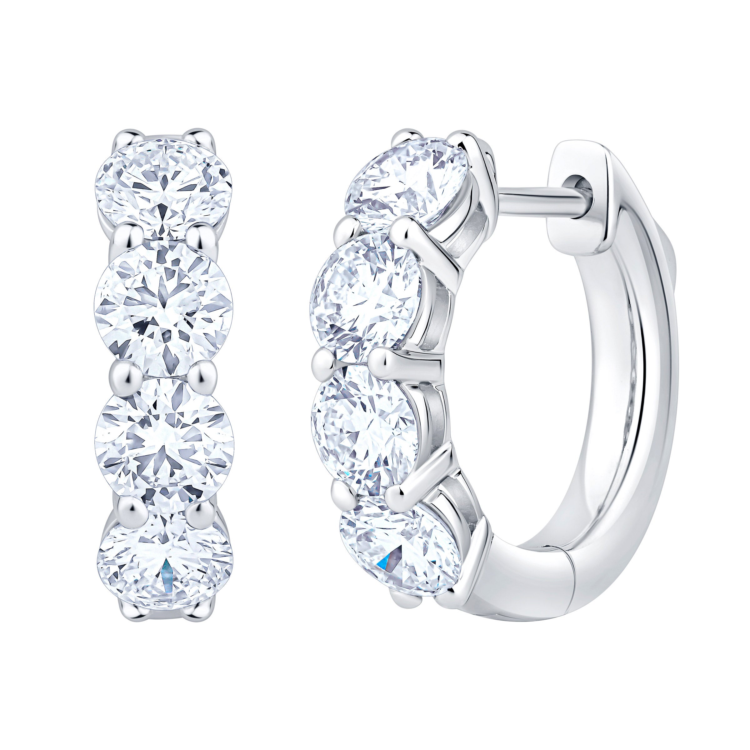 14KT WHITE GOLD VS2 I 2.00CTW ROUND DIAMOND HOOP EARRINGS - Image 1