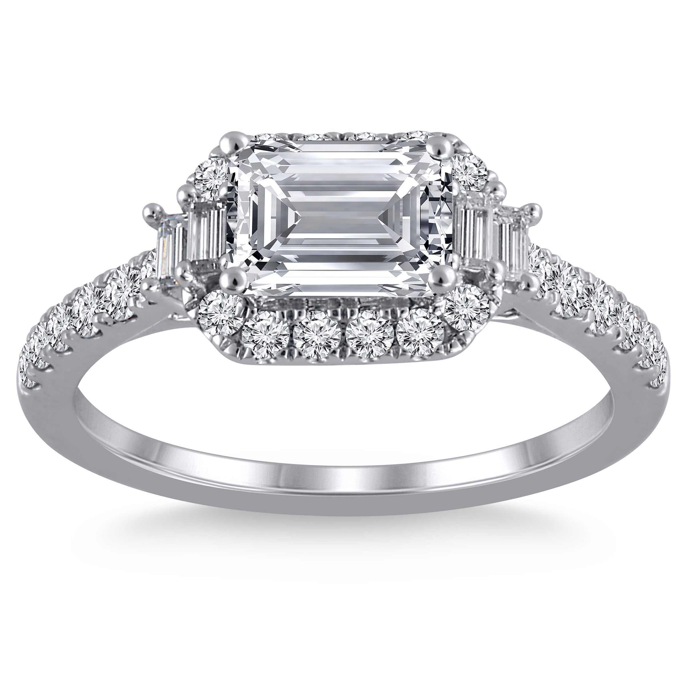 1.20 CTW EMERALD CUT PLATINUM VS2 I DIAMOND RING (0.70CTR) SIZE 7 - Image 1