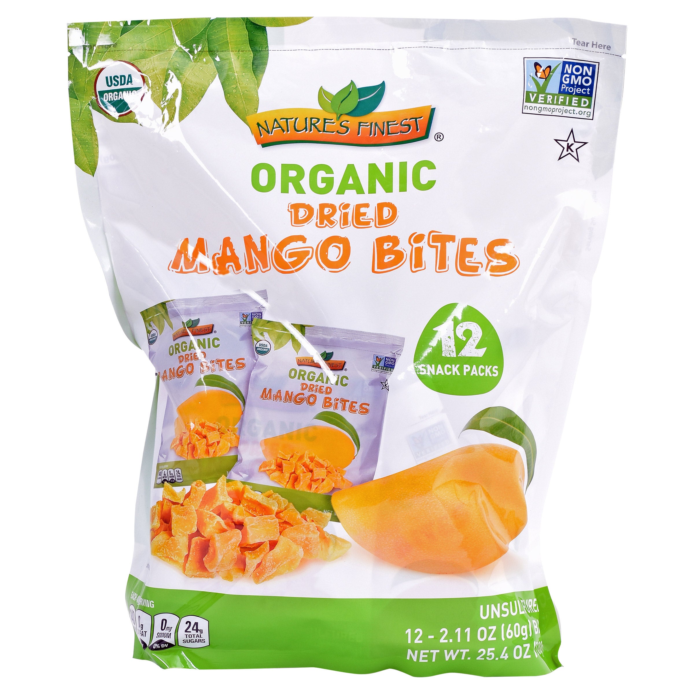 NATURE'S FINEST ORGANIC MANGO BITES 12/2.11 OZ