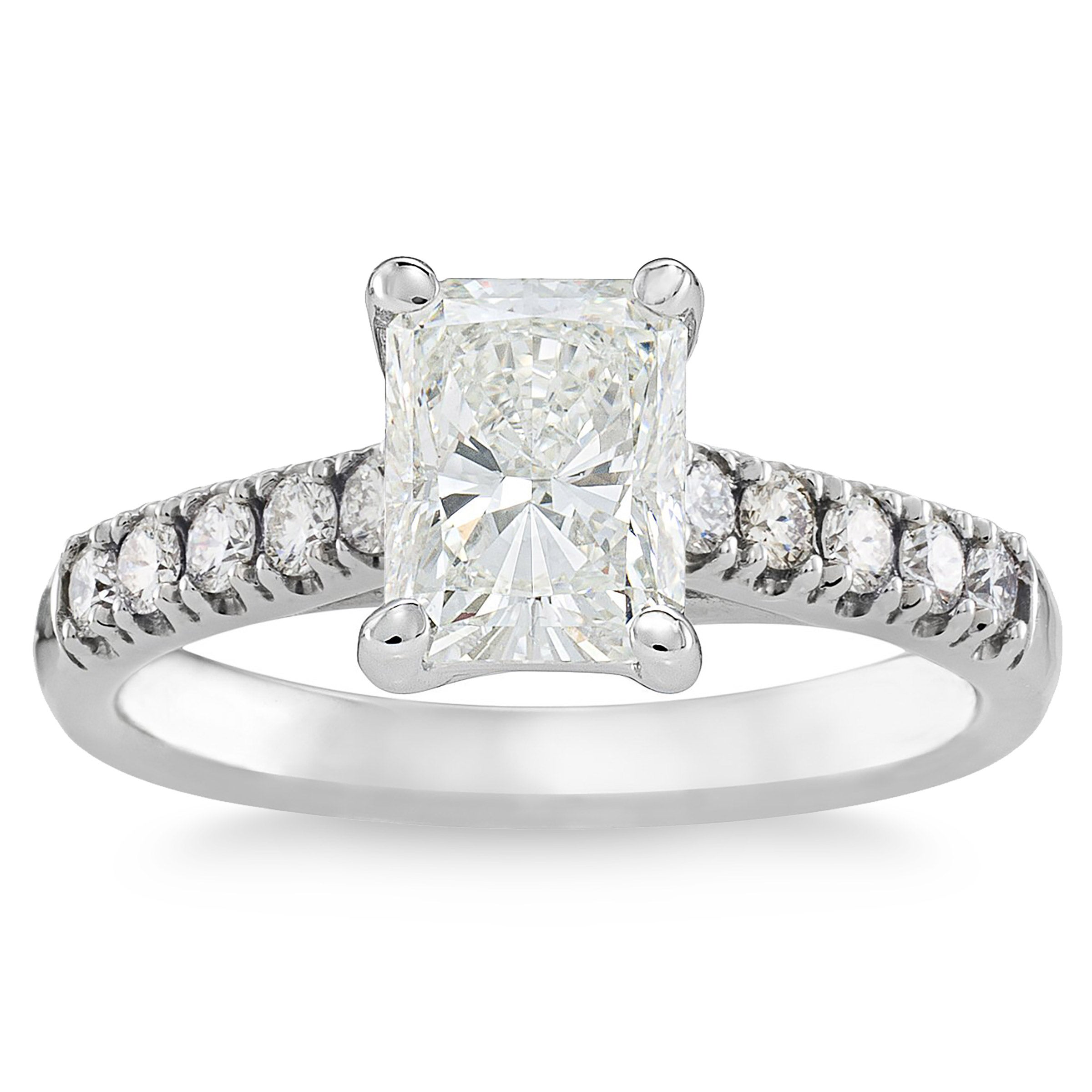 2.01CTW RADIANT CUT PLATINUM WEDDING RING 1.70CT CENTER VS2 ¨G¨ - Image 1