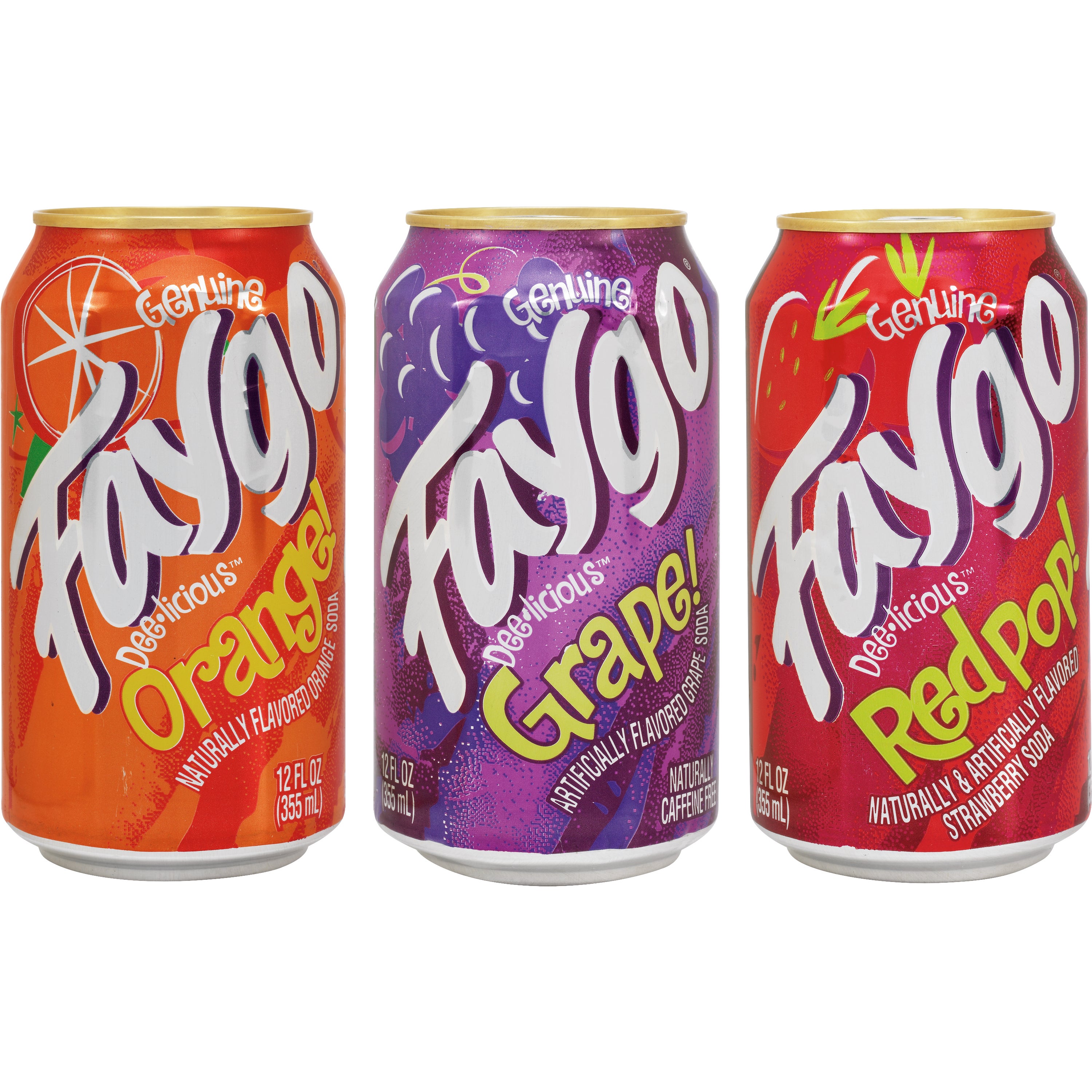 FAYGO ORANGE, GRAPE, RED POP 24/12 OZ CAN