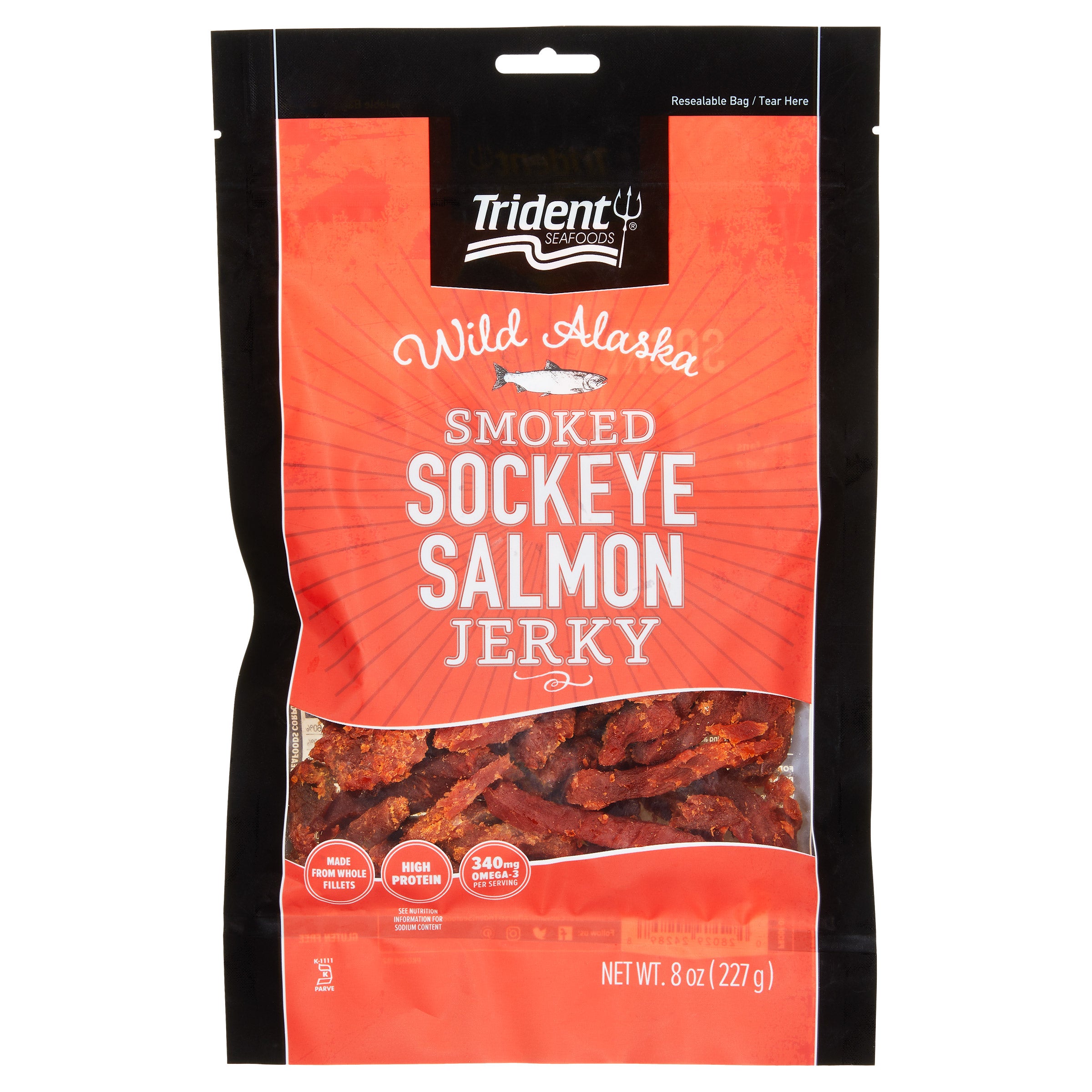 TRIDENT SEAFOODS WILD SOCKEYE SALMON JERKY 8 OUNCES