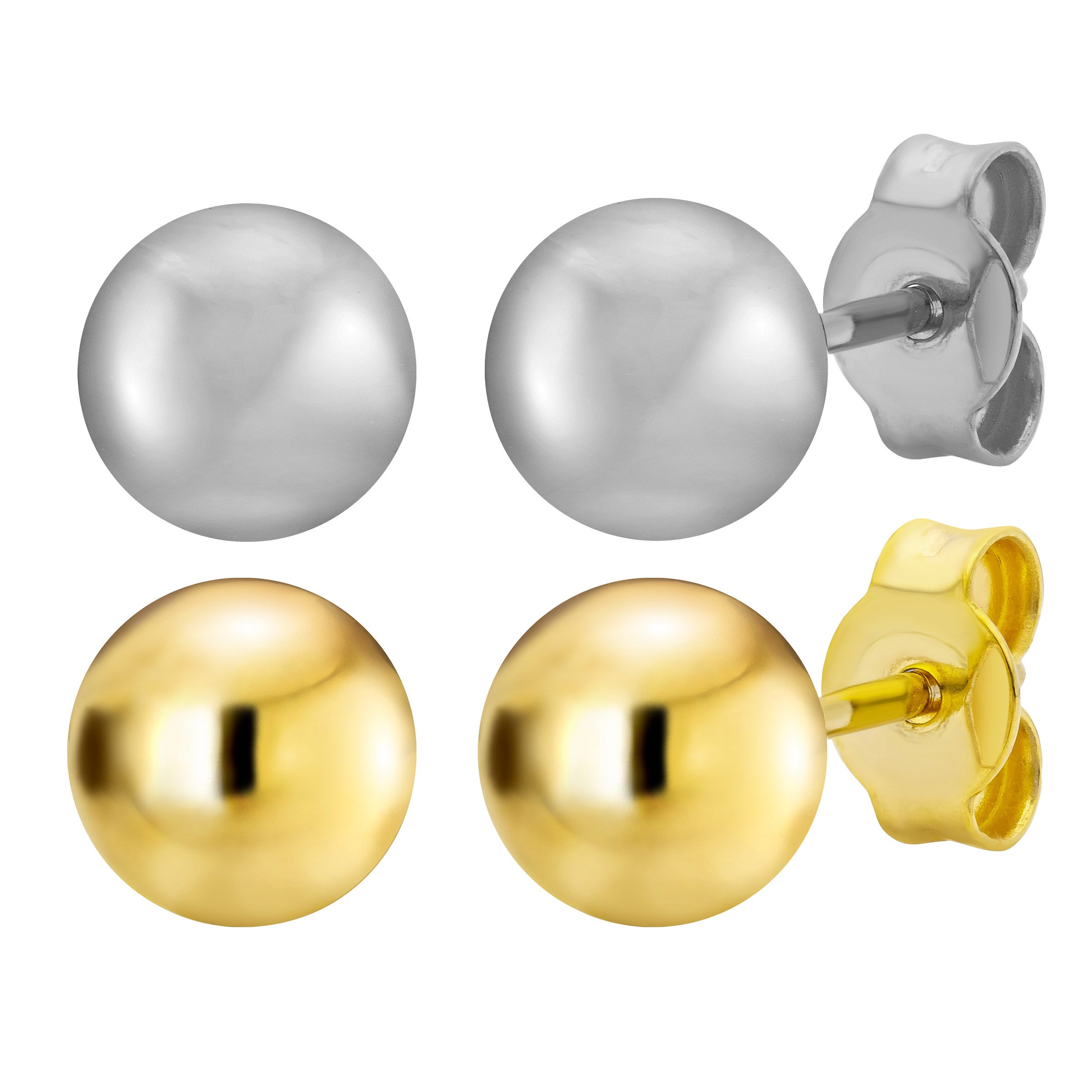 14KT YELLOW GOLD BALL STUD EARRINGS MADE IN ITALY - Image 1