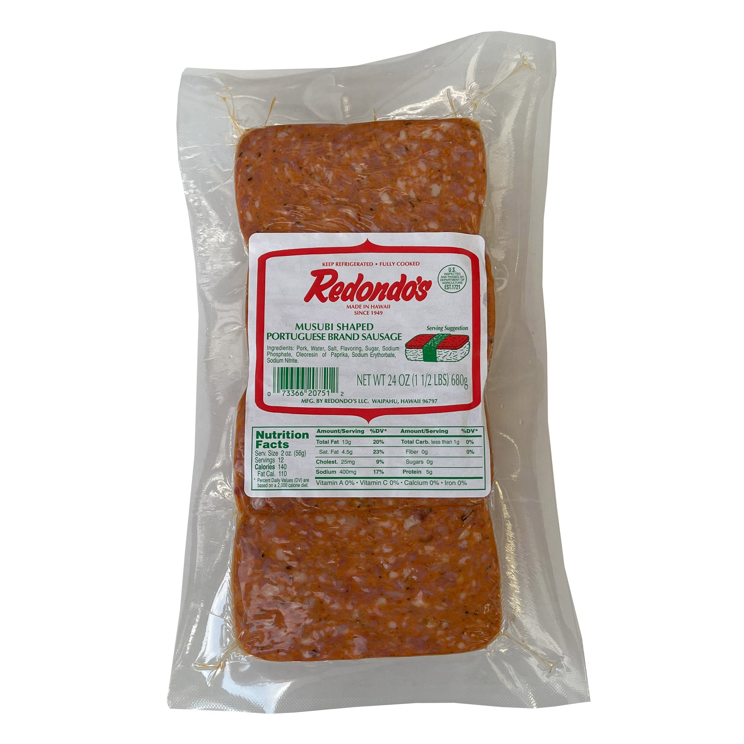 REDONDO'S MUSUBI STYLE PORTUGUESE SAUSAGE 24OZ - Image 1